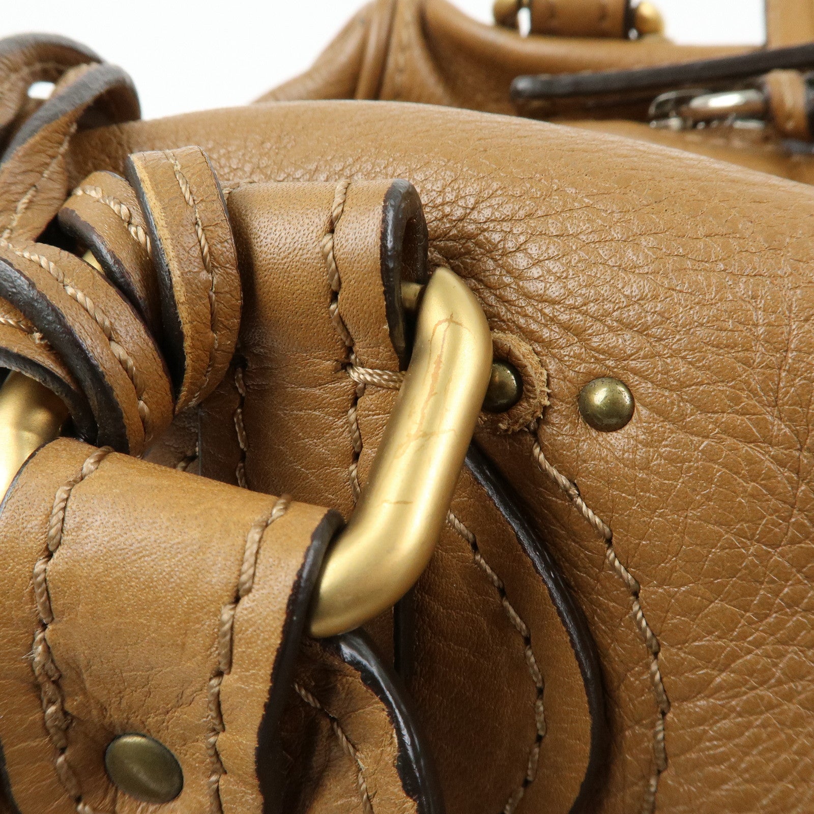 Chloe Paddington Leather Shoulder Bag Boston Bag Brown