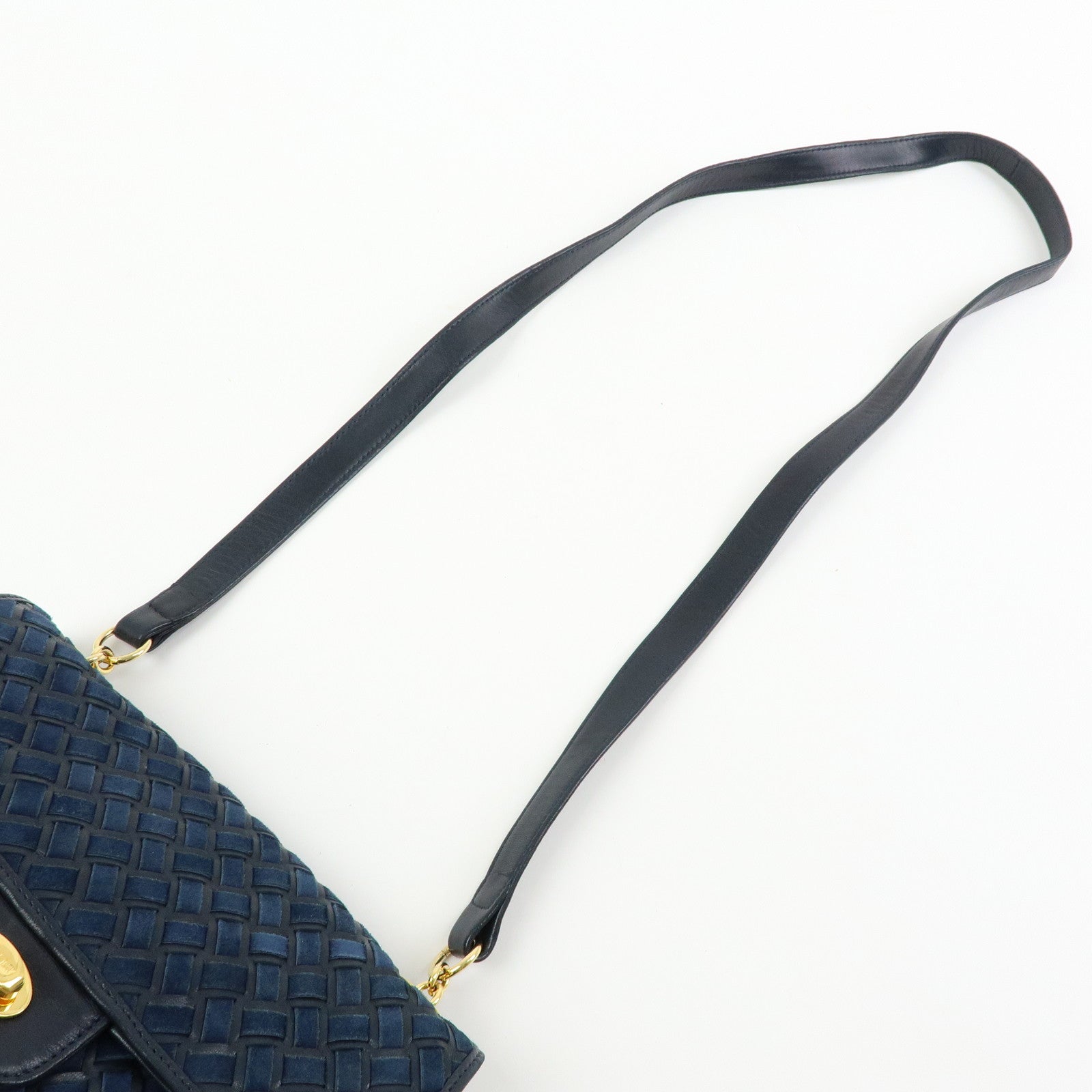 BALLY Suede Leather Shoulder Bag Crossbody Bag Dark Navy