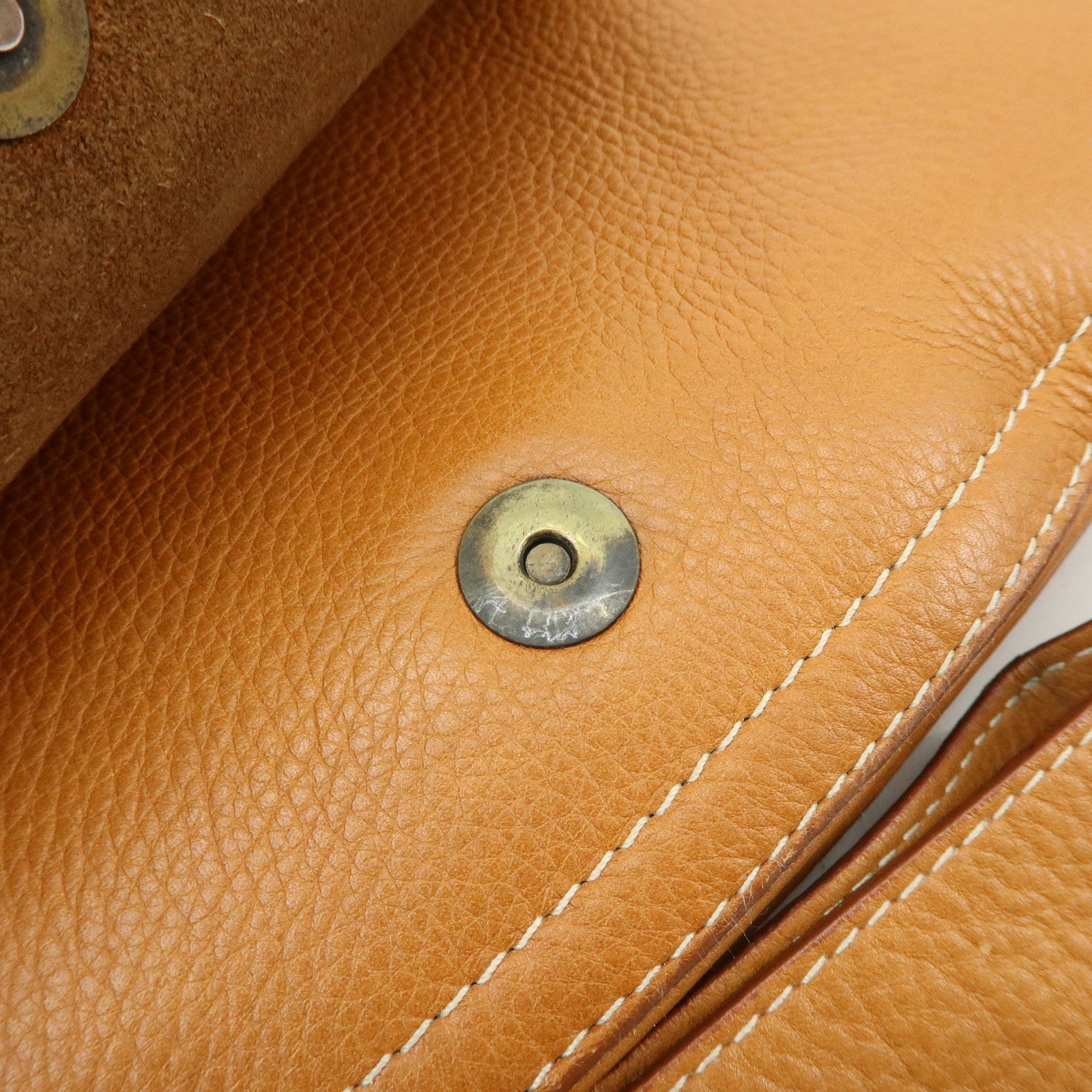 Christian Dior Saddle Leather Shoulder Bag Hand Bag Light Brown