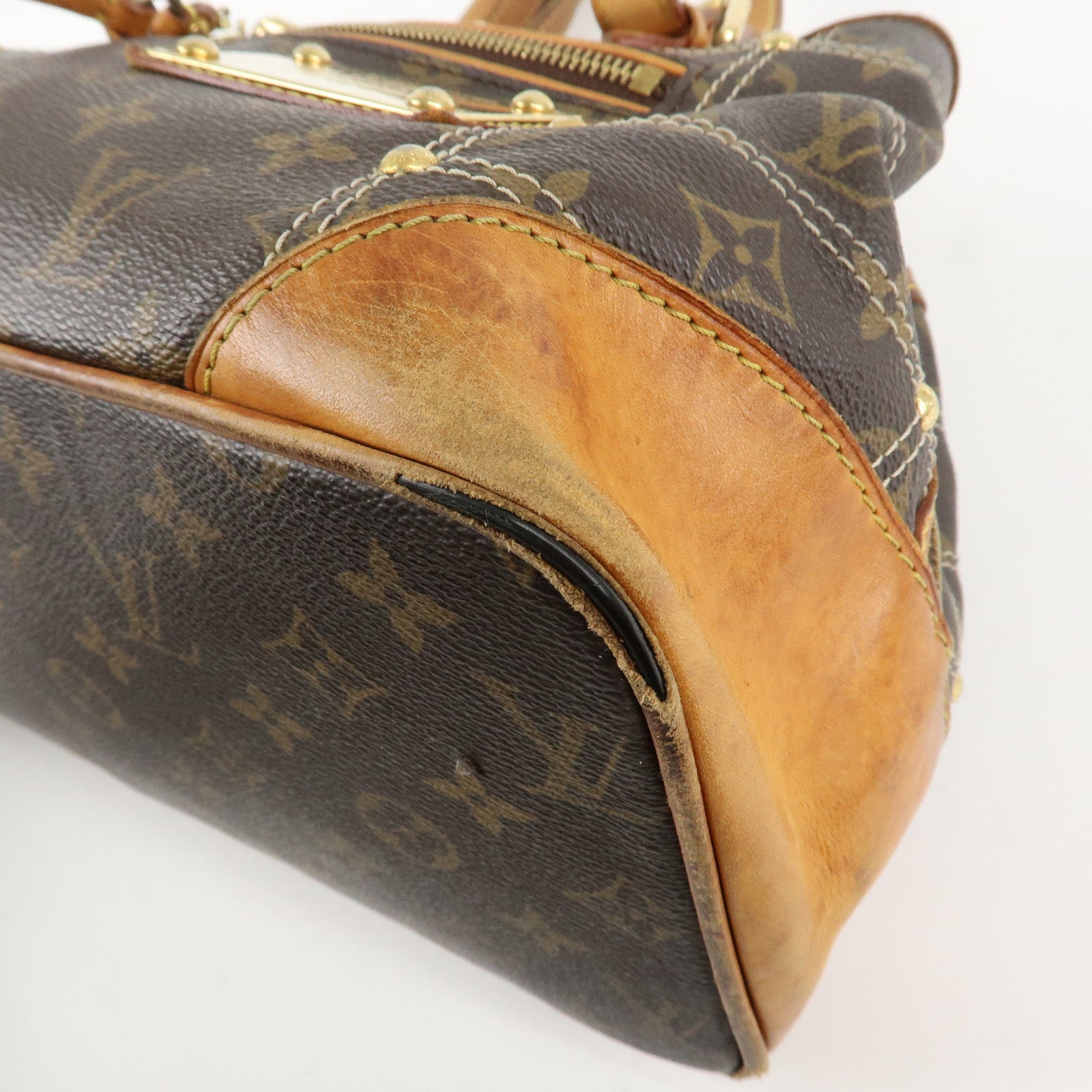 Louis Vuitton Monogram Canvas Rivet Hand Bag Shoulder Bag M40140 Used