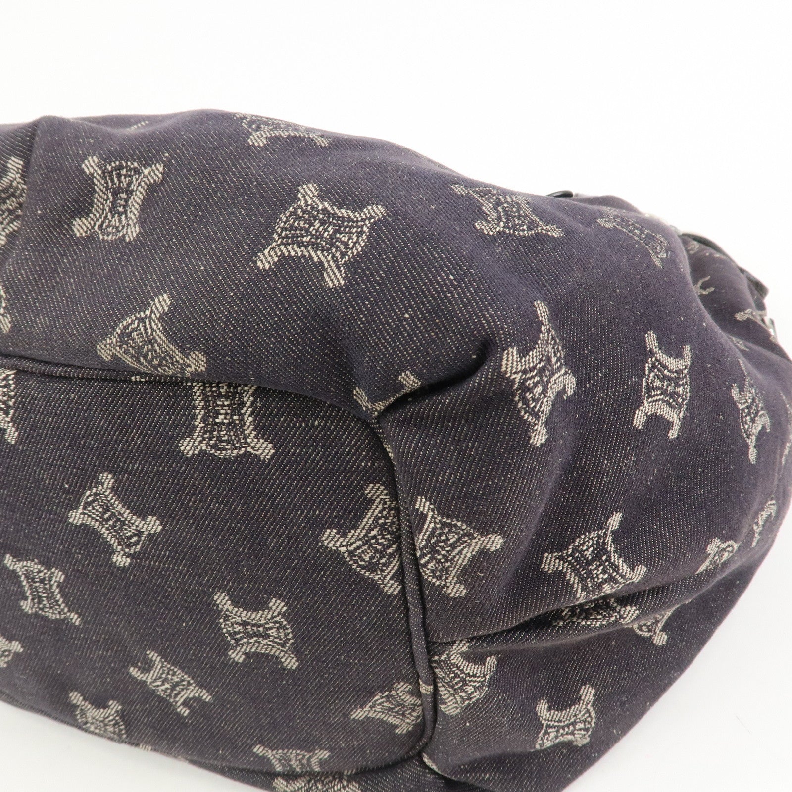 CELINE Macadam Denim Leather Shoulder Bag Hand Bag