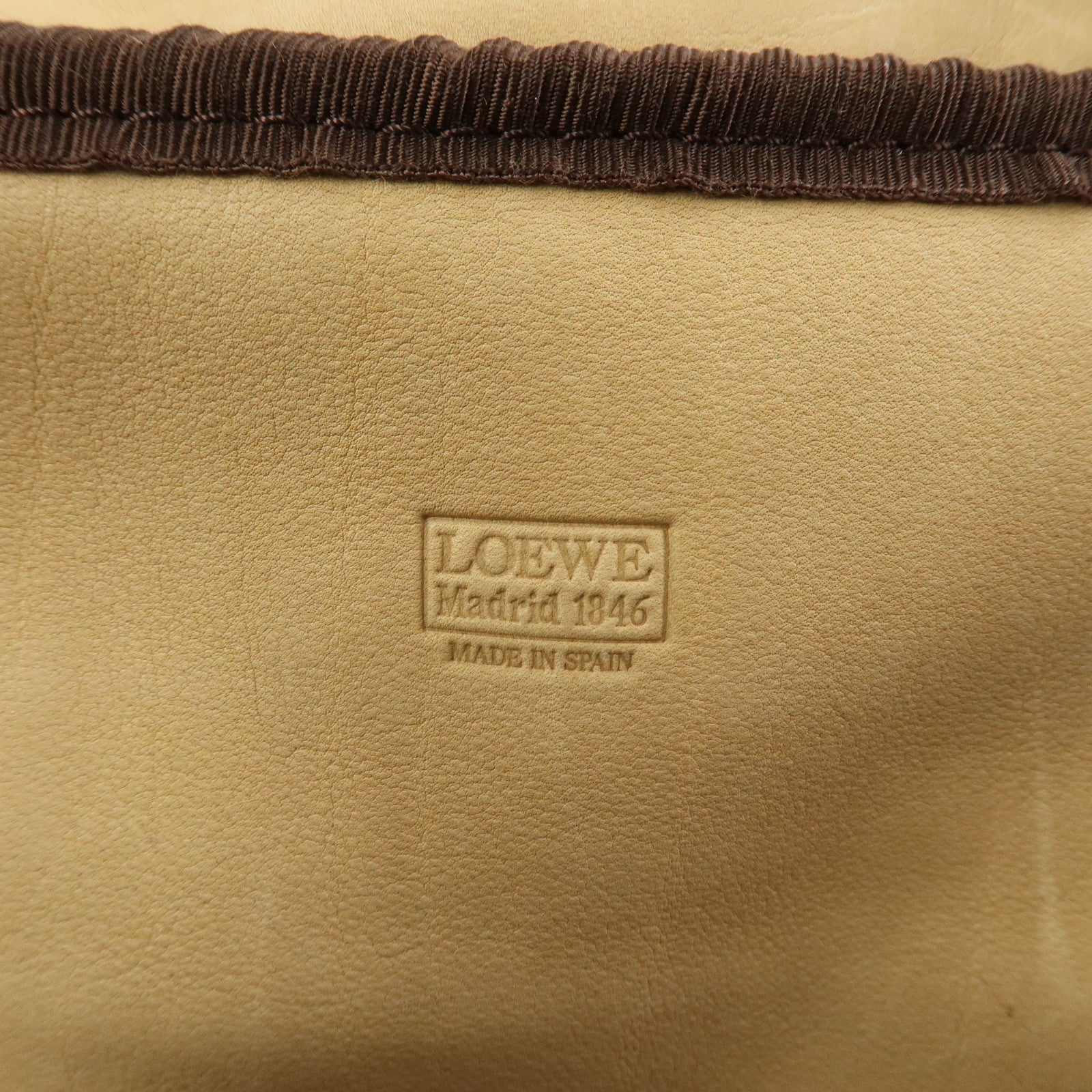 LOEWE Anagram Suede Leather Shoulder Bag Beige Brown