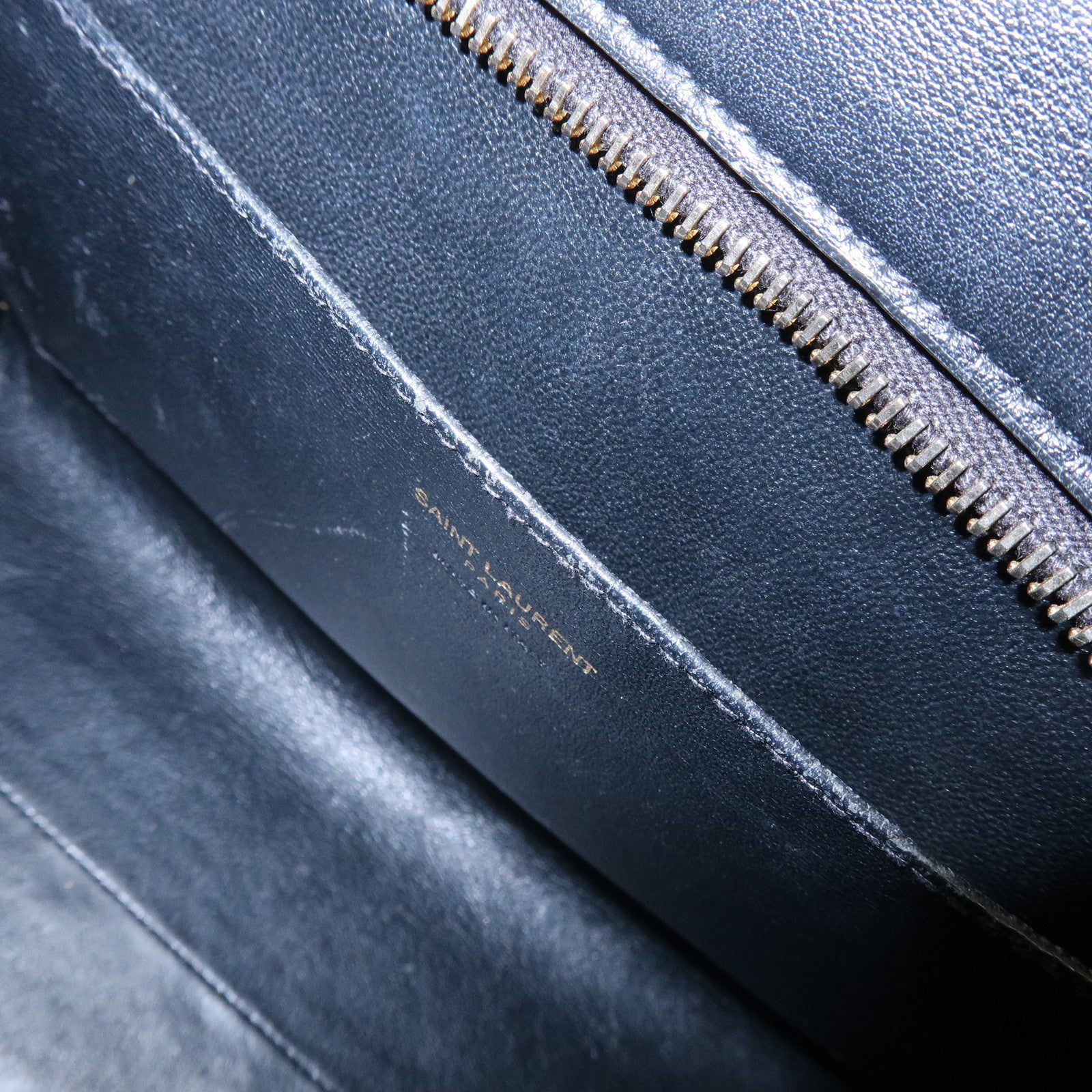 SAINT LAURENT PARIS Baby Cabas Cassandra Leather Hand Bag Black