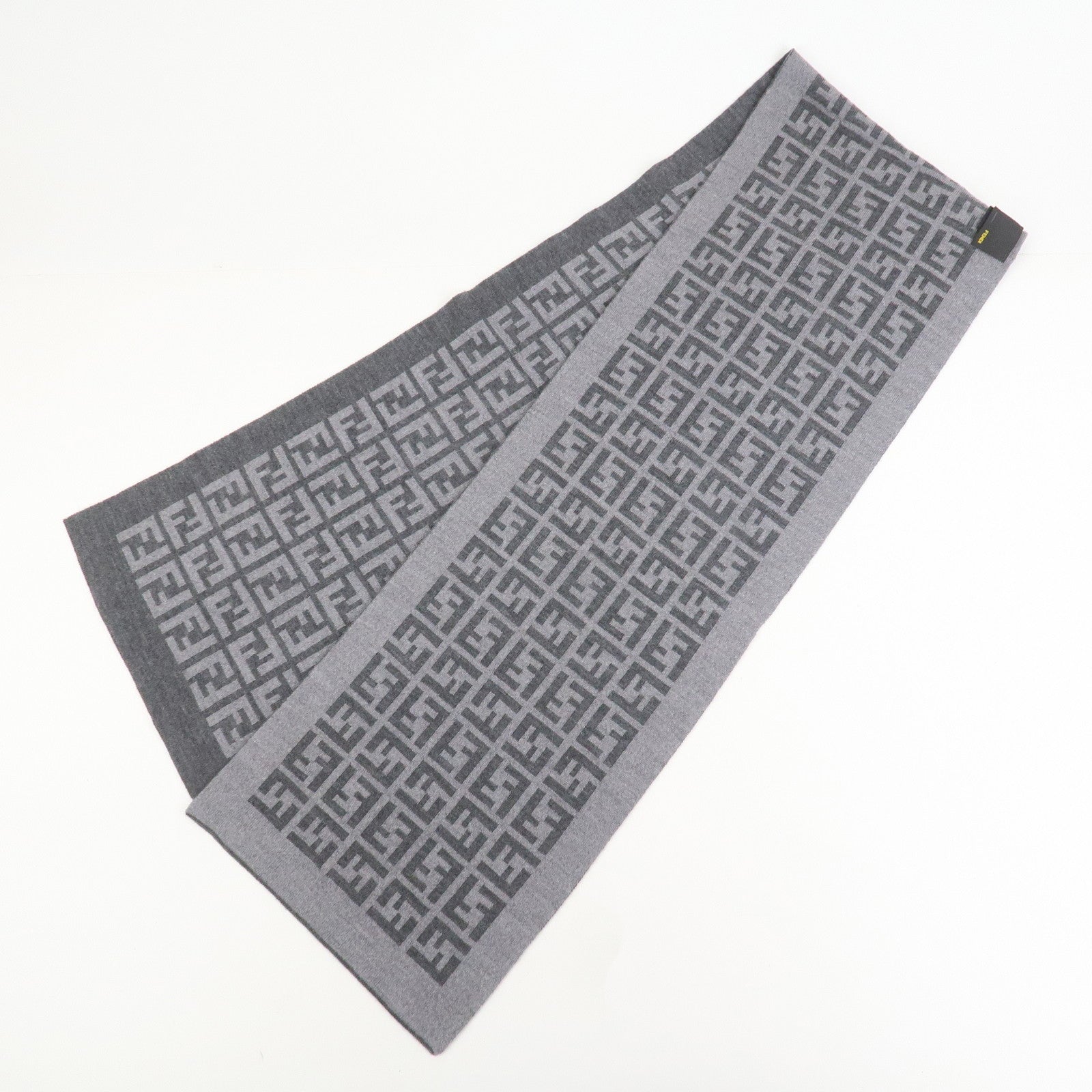 FENDI Zucca Wool 100% Scarf Stole 170×27 Gray