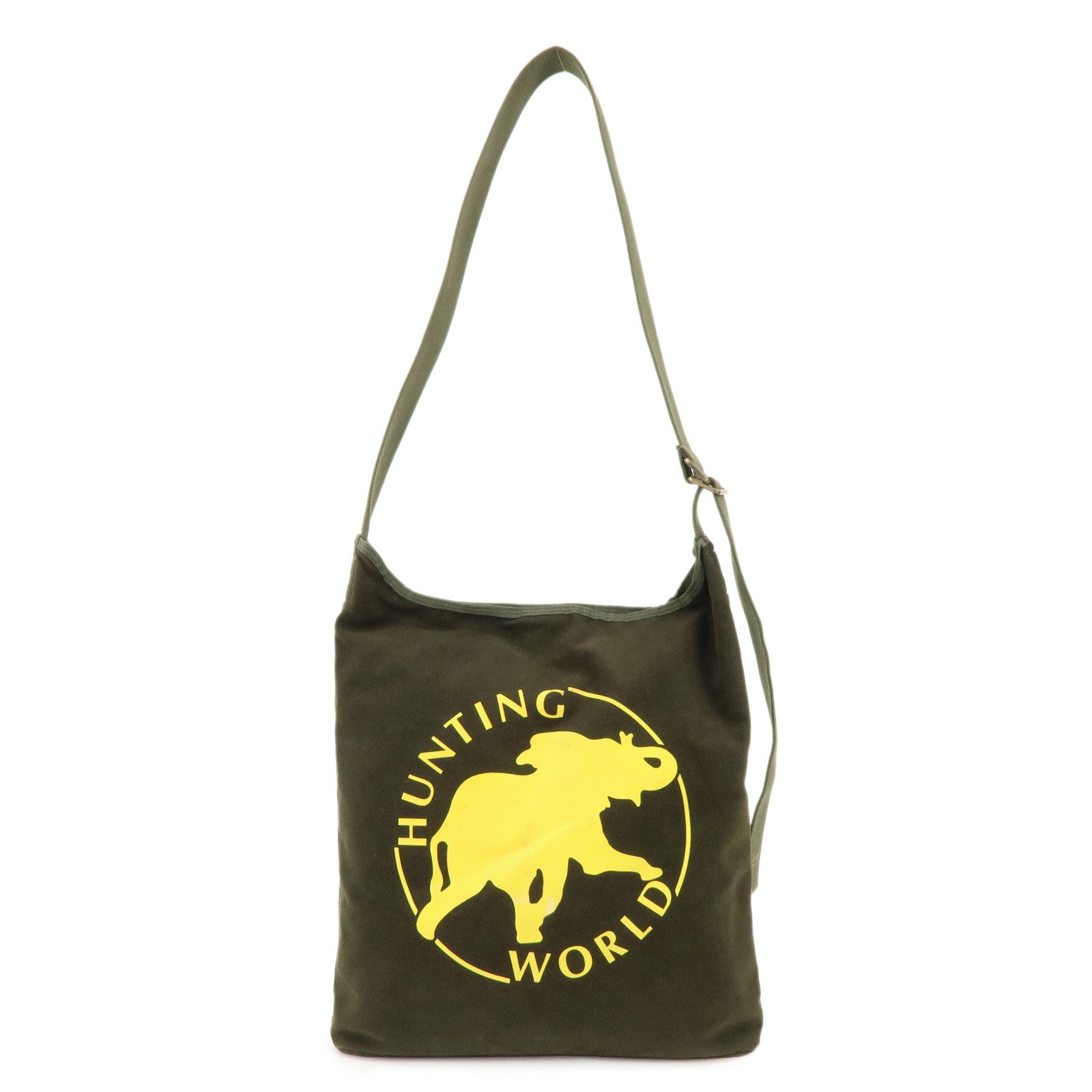 HUNTING WORLD Suede Canvas Shoulder Bag Crossbody Bag Khaki Yellow
