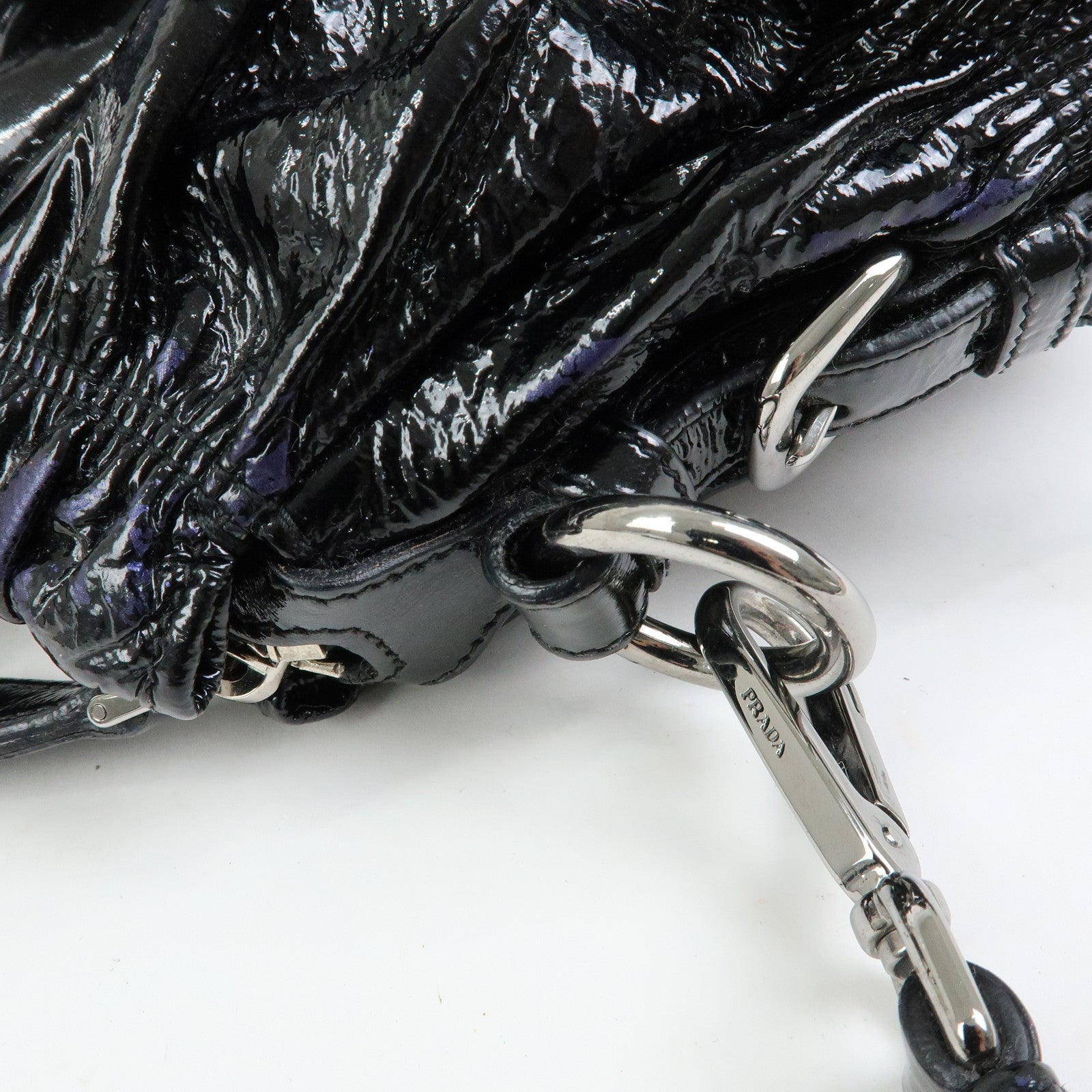PRADA Patent Leather 2Way Bag Hand Bag Shoulder Bag Black