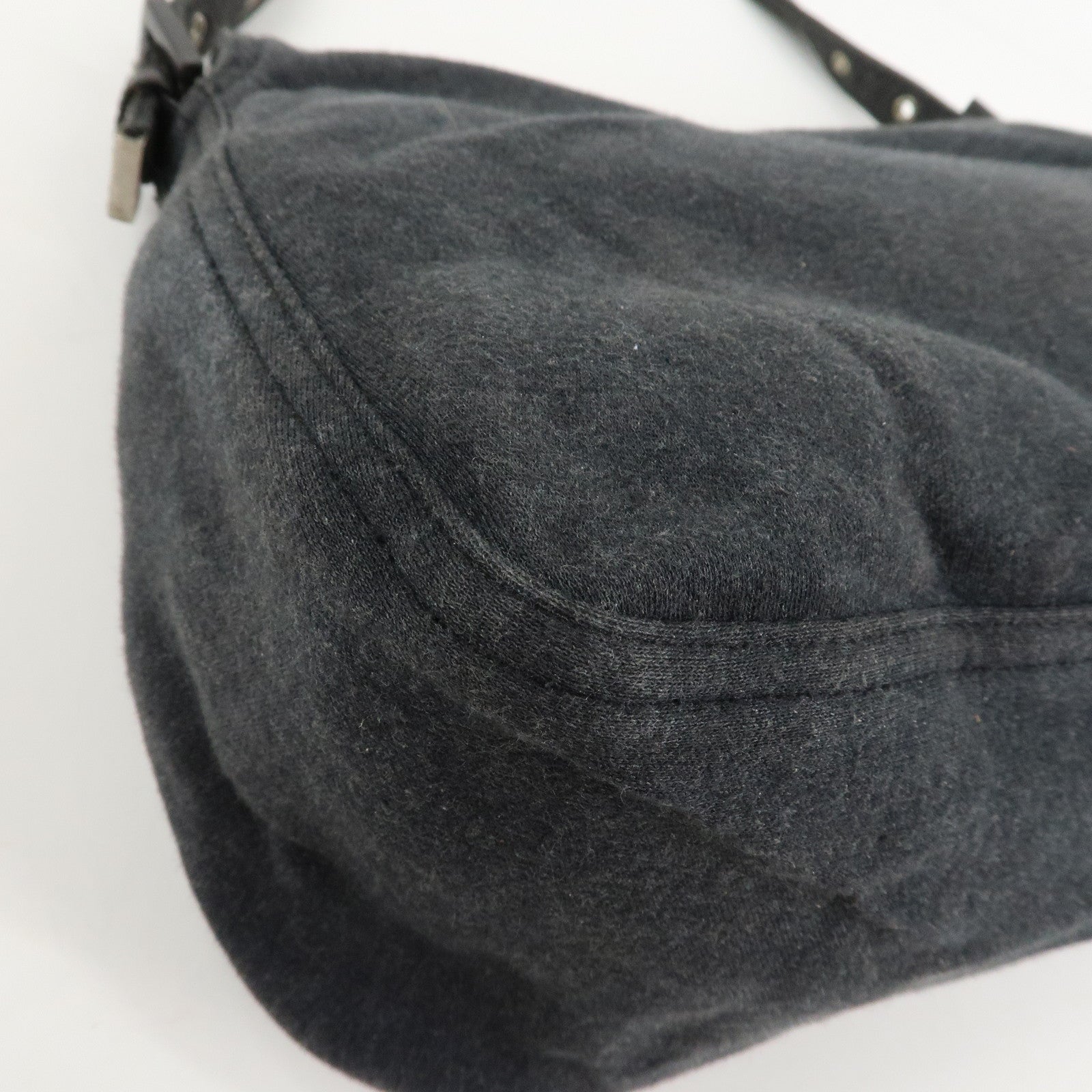 FENDI Mamma Baguette Cotton Shoulder Bag Hand Bag Gray 26325