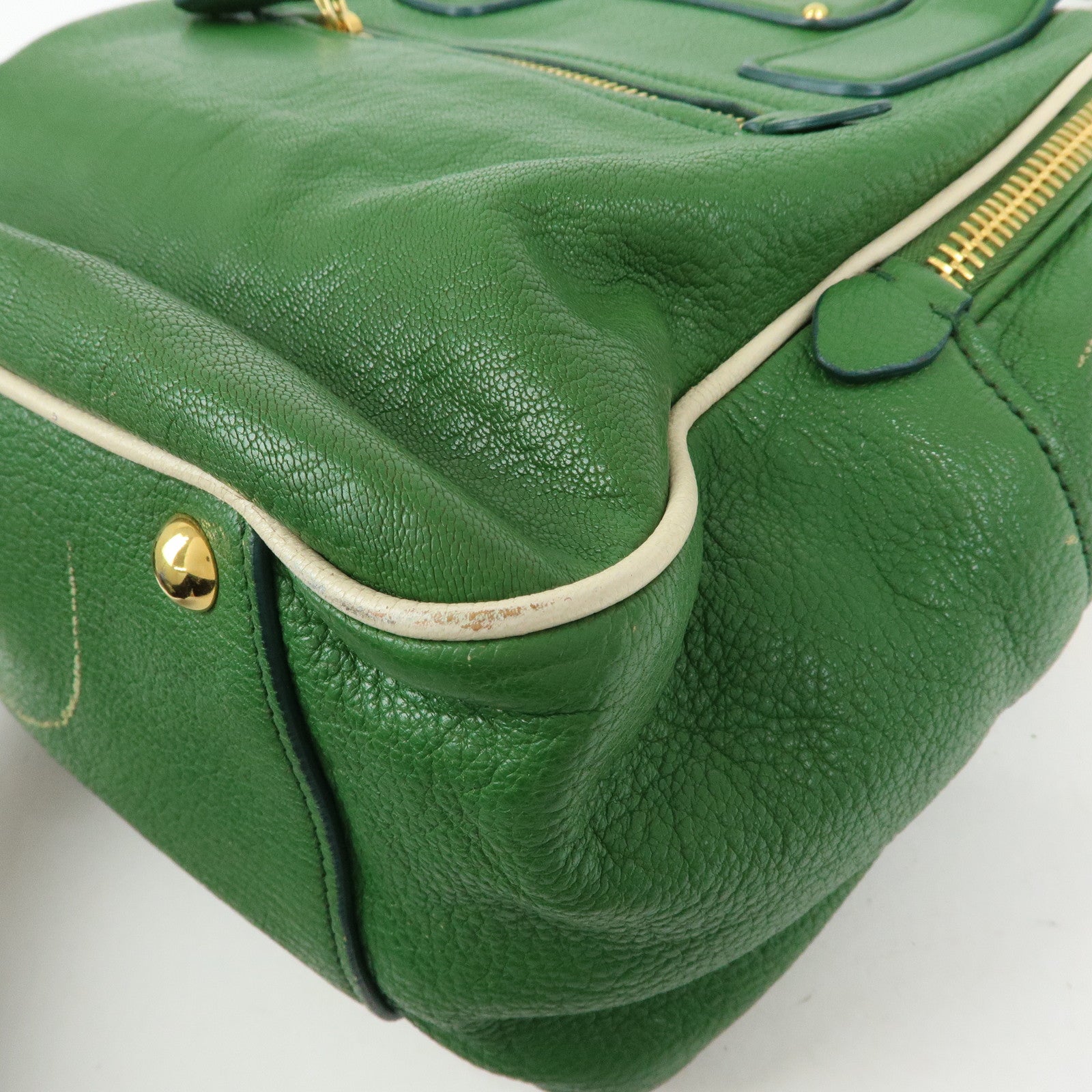 MIU MIU Madras Leather 2Way Bag Hand Bag Shoulder Bag Green