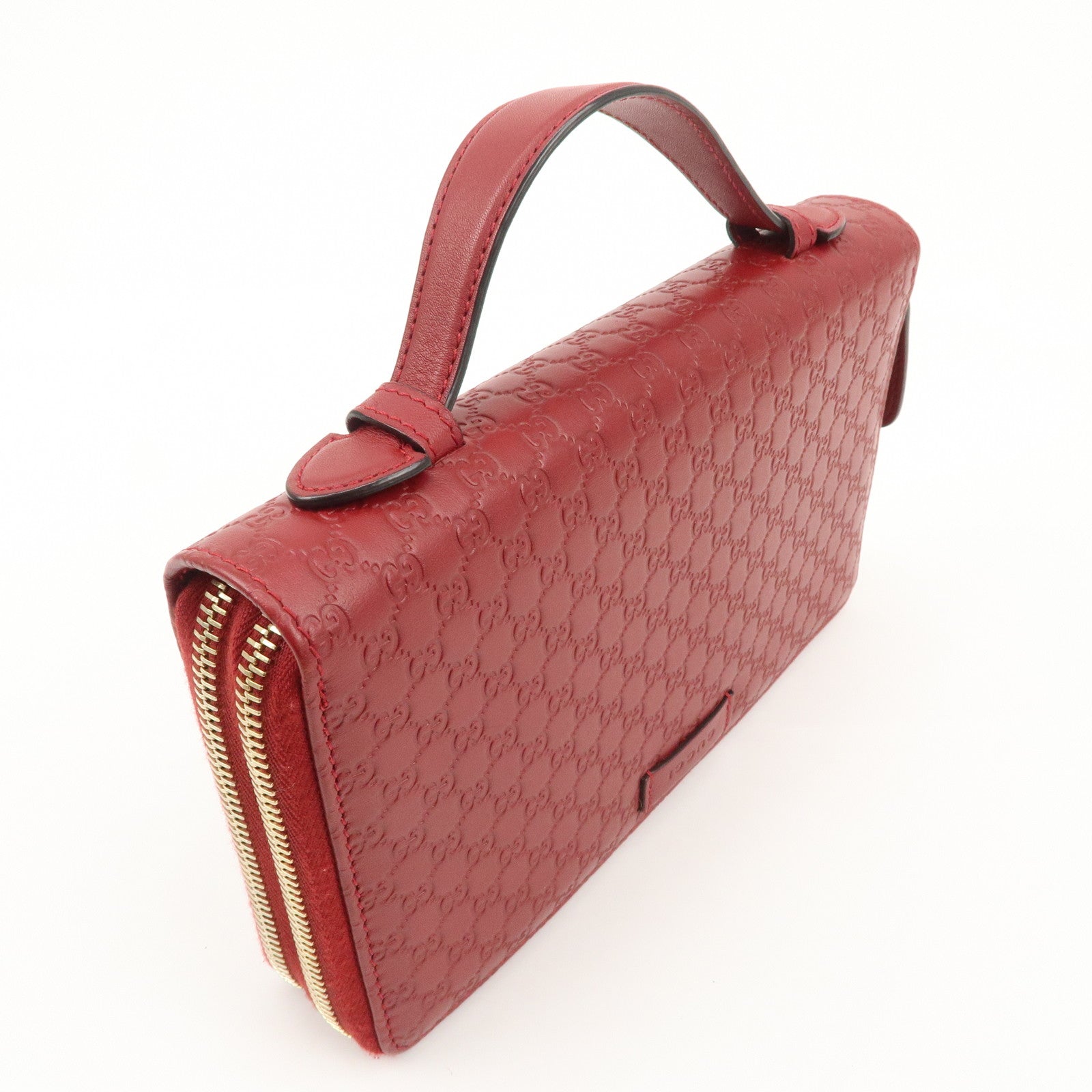 GUCCI Micro Guccissima Leather Travel Case Clutch Bag Red 544250 Used