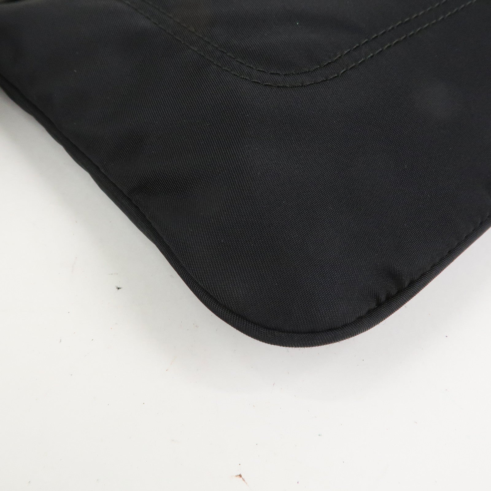 PRADA Triangle Logo Nylon Leather Shoulder Bag Black BT0716