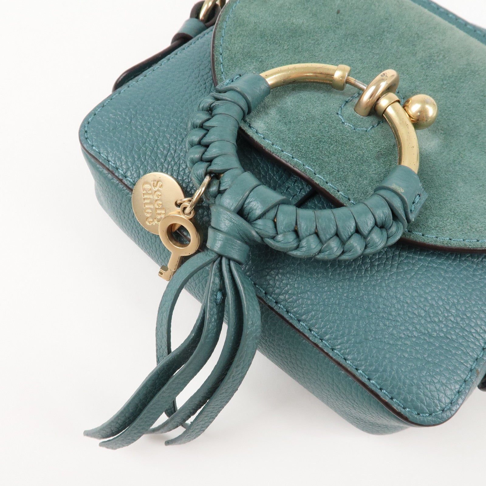 Chloe See By Chloe Joan Leather Suede Shoulder Bag Turquoise Blue Used