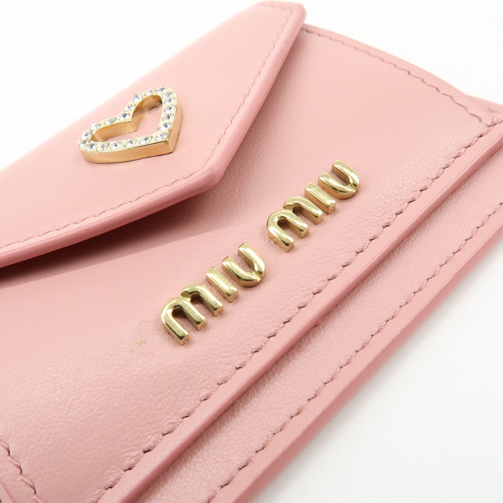 MIU MIU Madras Love Envelope Pouch Card Case Coin Case Pink 5MF025