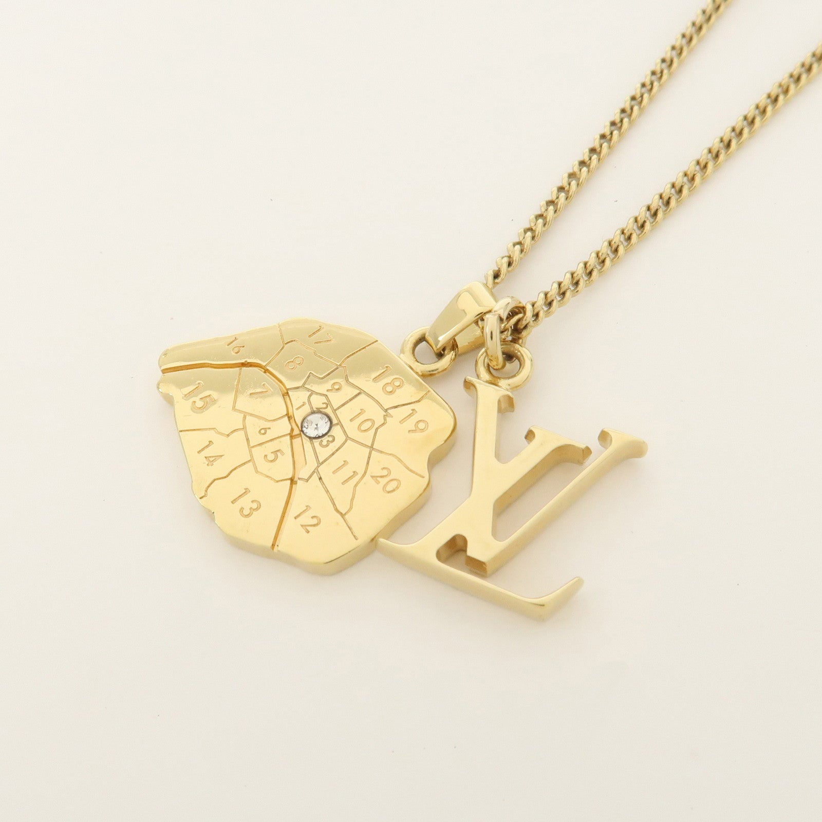 Louis Vuitton Metal Collier Map LV Initial City Necklace M68261
