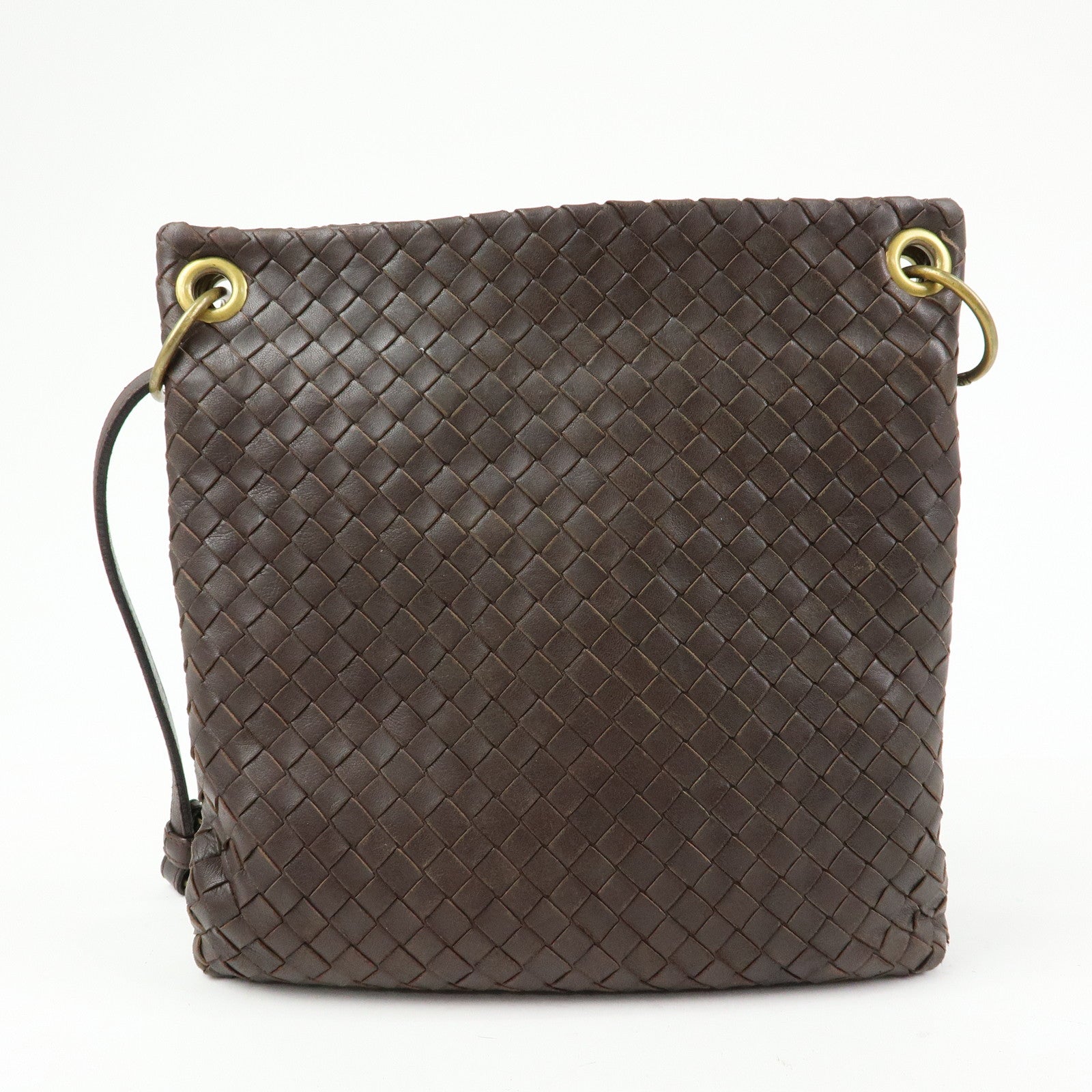 BOTTEGA VENETA Intrecciato Leather Shoulder Bag Brown 179330