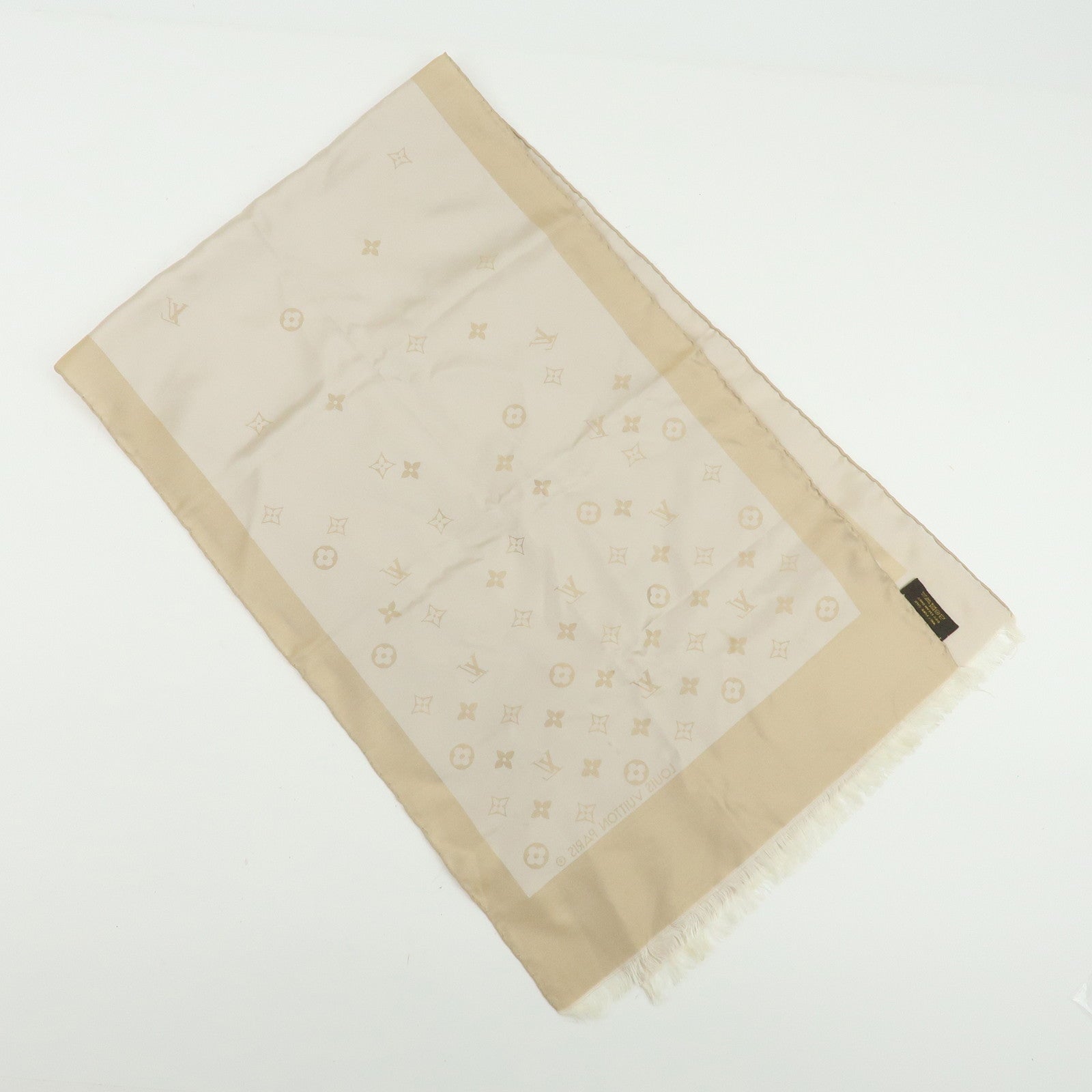 Louis Vuitton Monogram Echarpe Capri Silk 100% Scarf Beige M71051