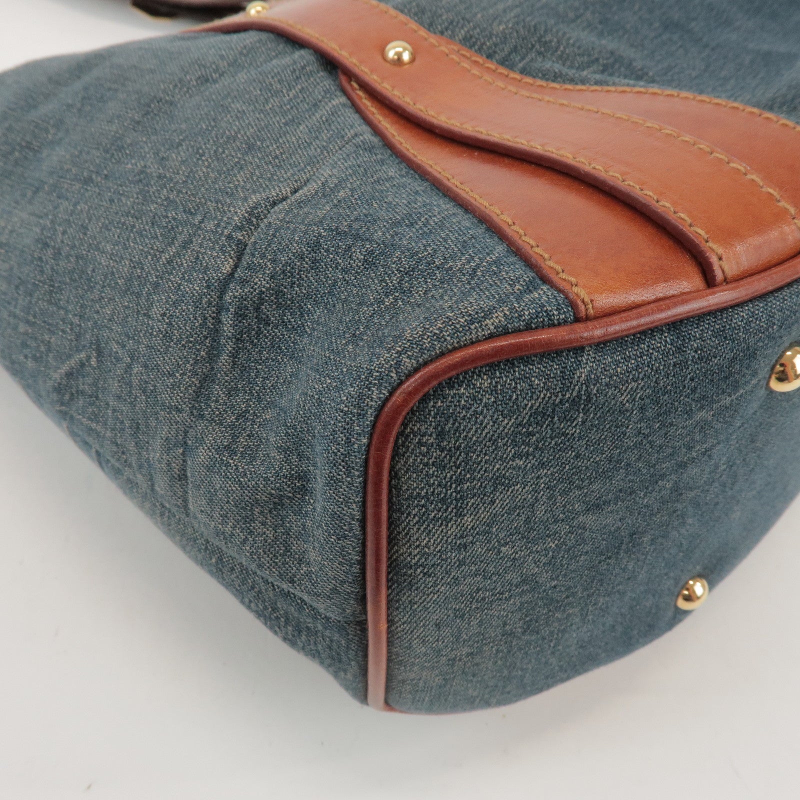 Dolce&Gabbana Denim Leather Tote Bag Shoulder Bag Denim Brown