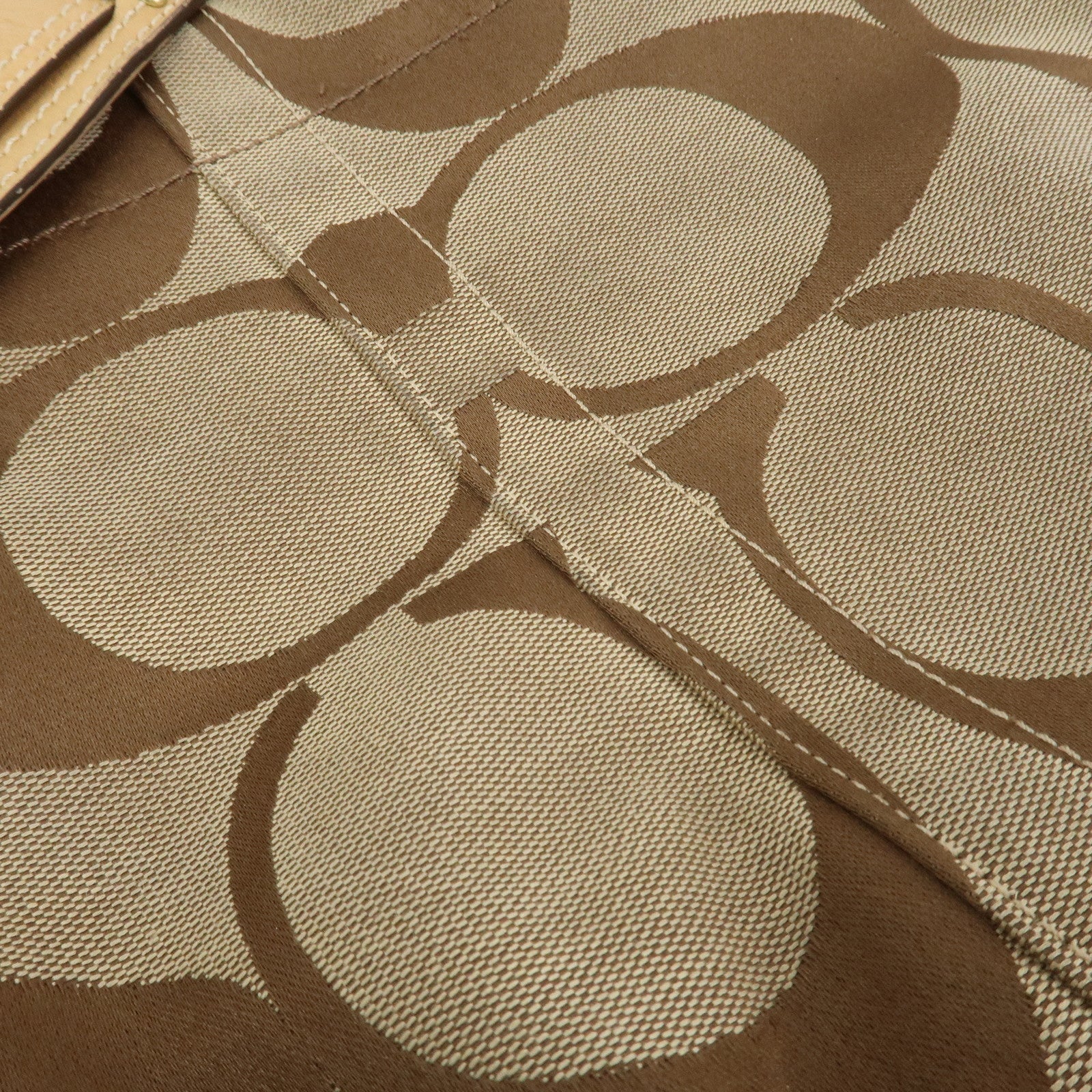 COACH Signature Canvas Leather Shoulder Hand Bag Beige