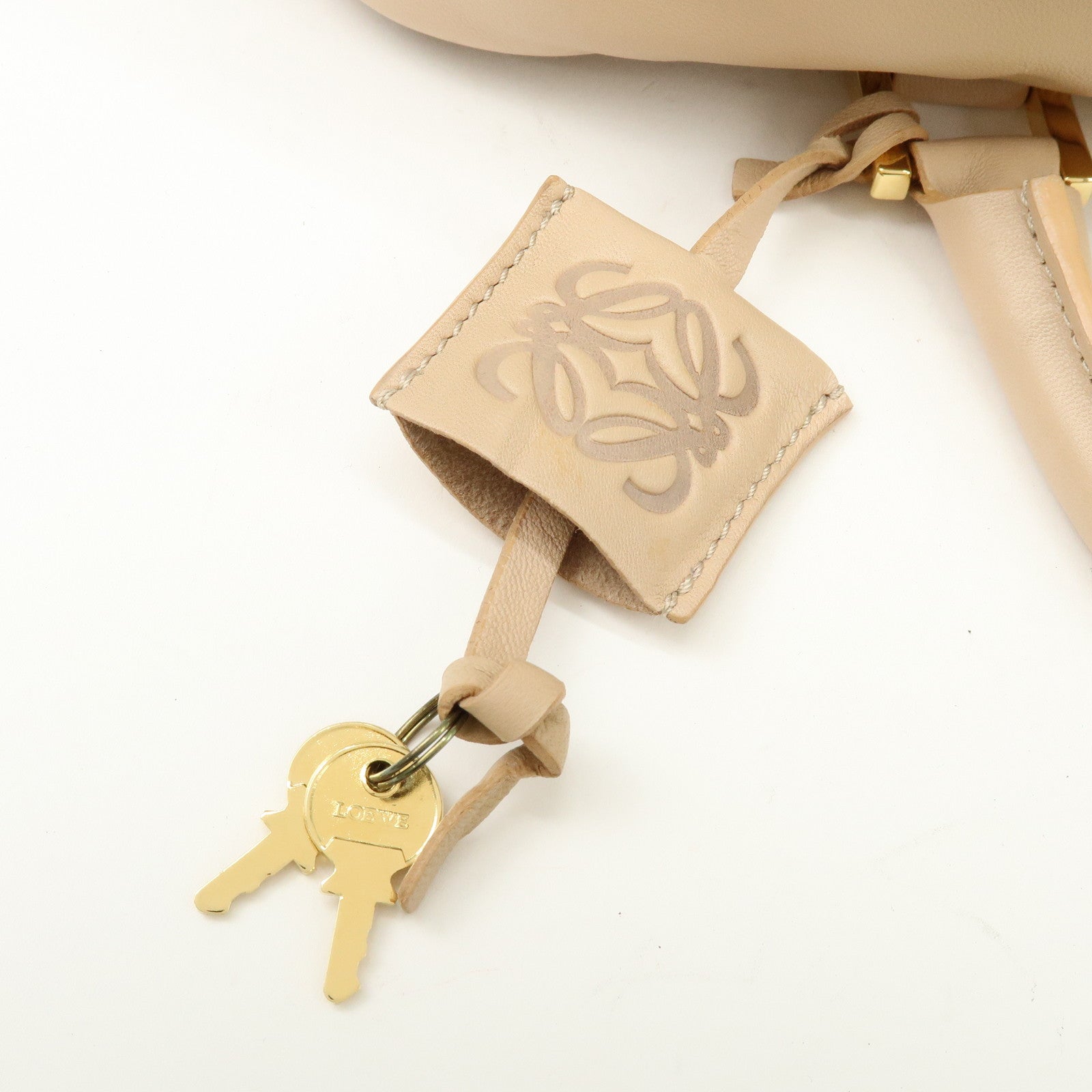 LOEWE Anagram Amazona 36 Nappa Leather Hand Bag Boston Bag Beige