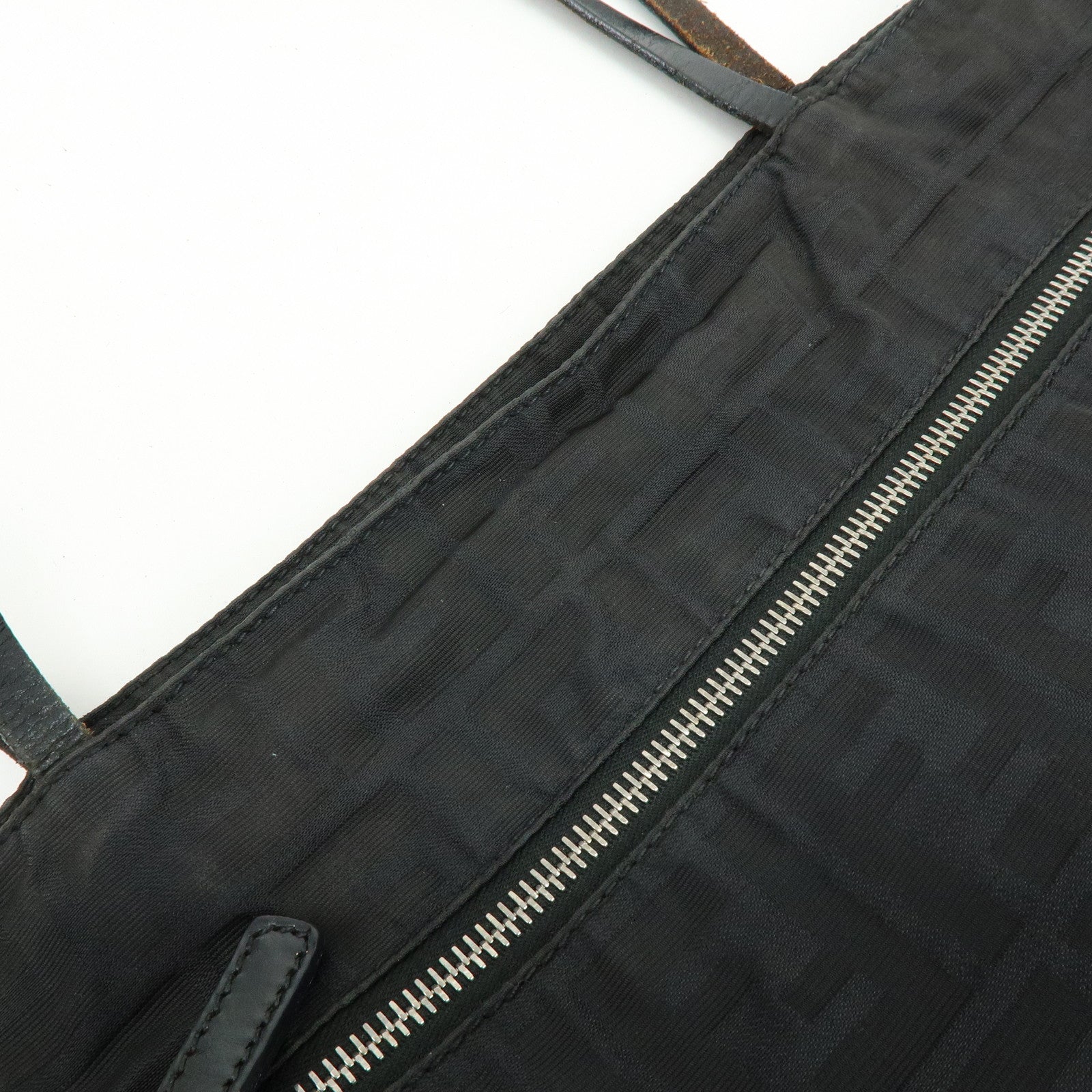 FENDI Zucca Canvas Leather Tote Bag Shoulder Bag Black 15785