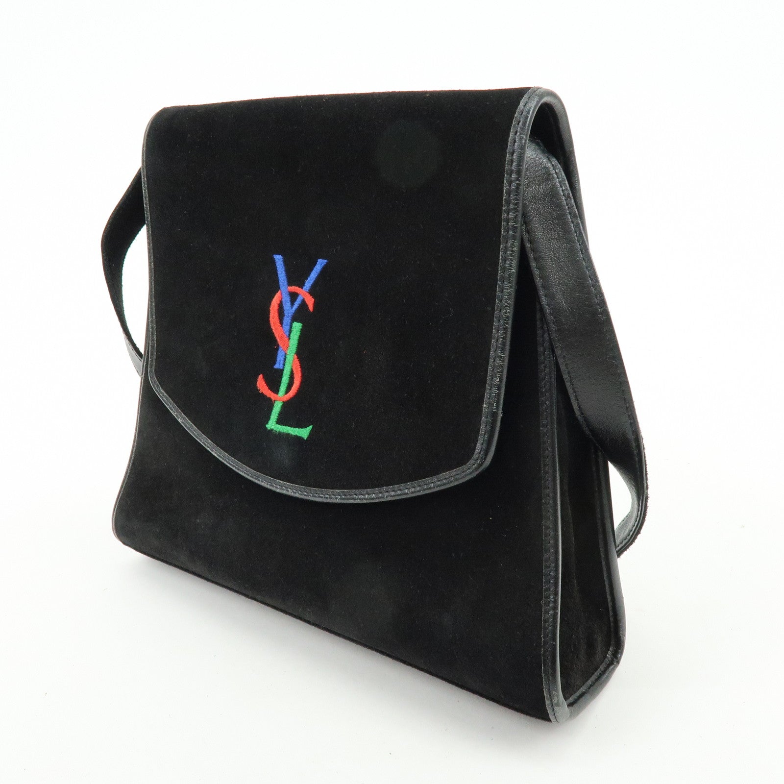 SAINT LAURENT PARIS Cassandra Suede Shoulder Crossbody Bag Black