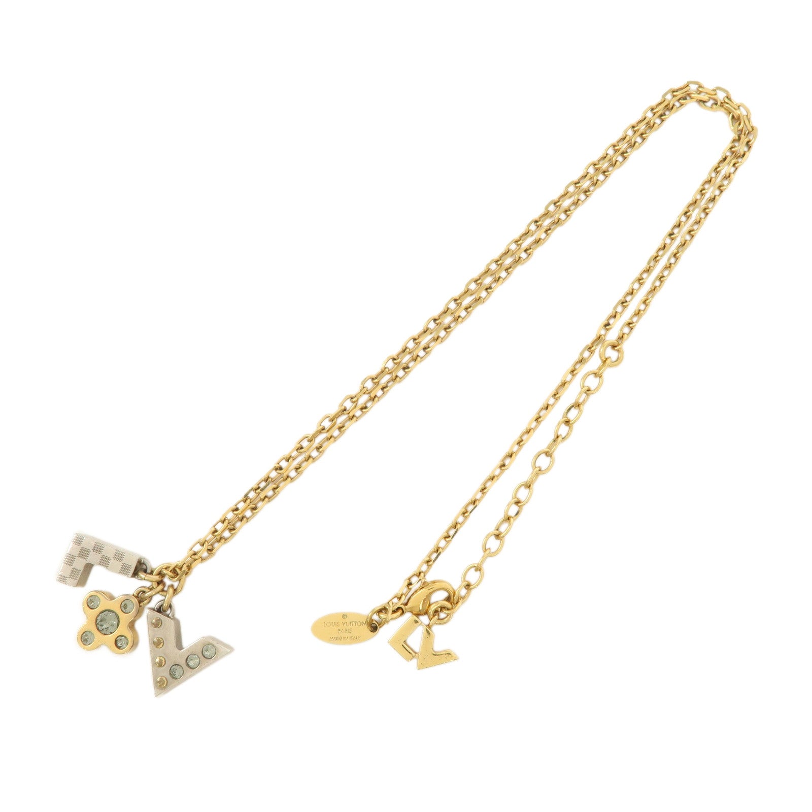 Louis Vuitton Pendentif Love Letters Metal Necklace Gold M75421