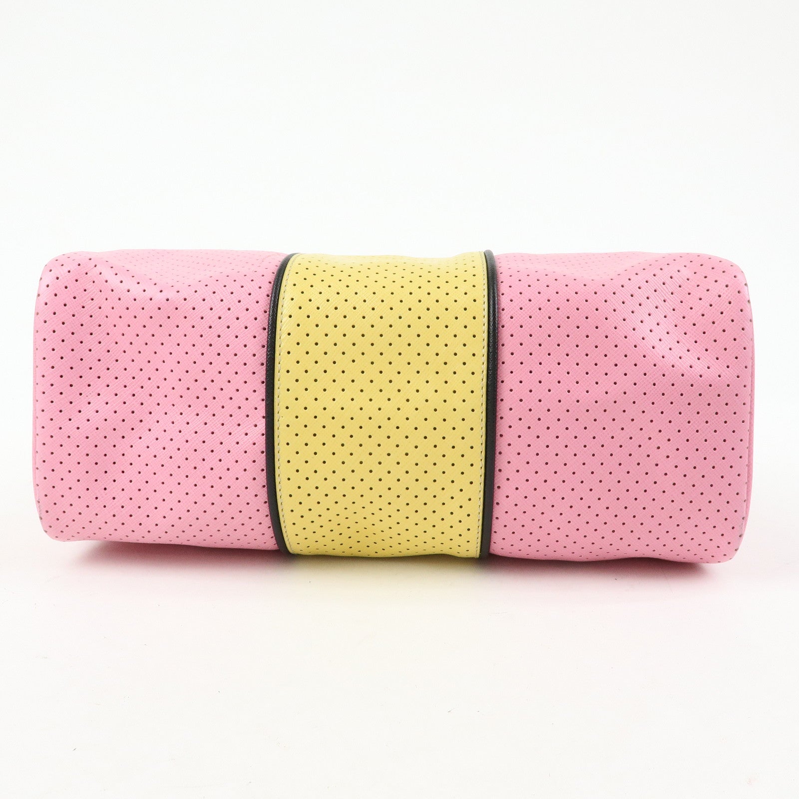 PRADA Triangle Logo Saffiano Punching Leather 2 Way Hand Bag BL0655