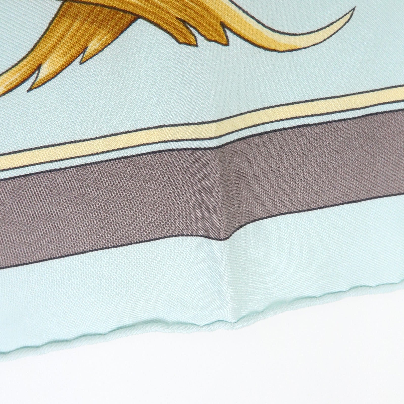 HERMES Carre 90 Silk 100% Scarf CROWN Sky Blue White