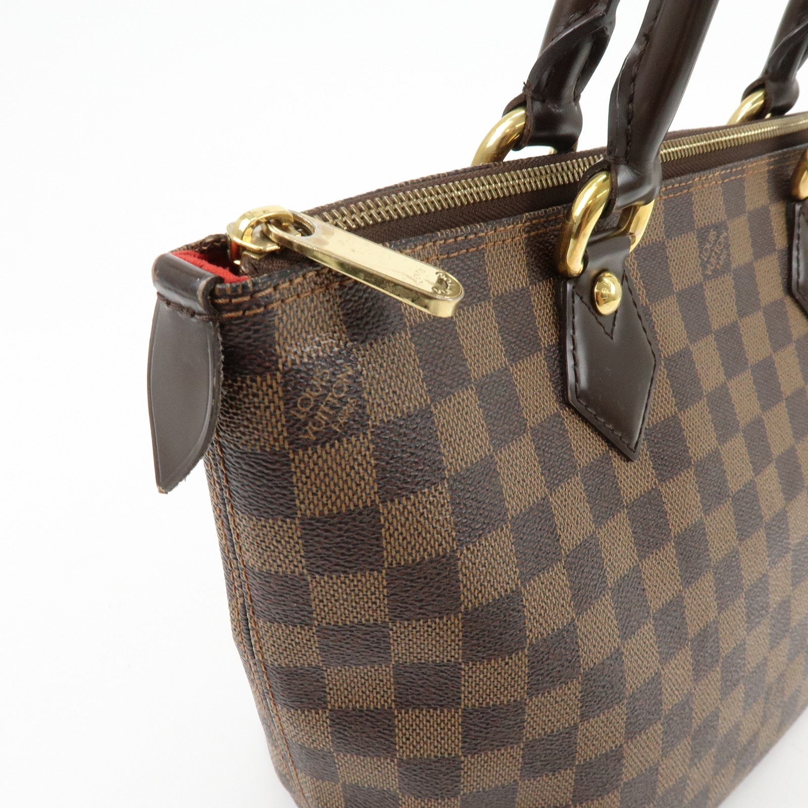 Louis Vuitton Damier Ebene Saleya PM Canvas Leather Tote Bag N51183