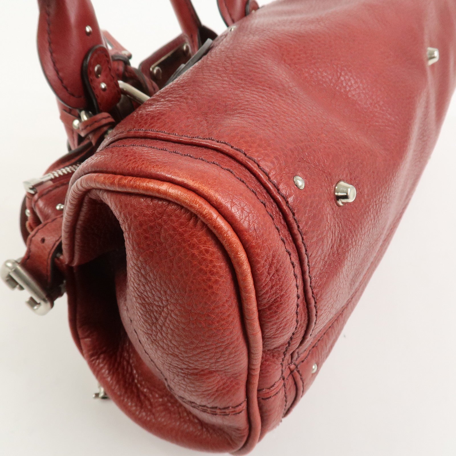 Chloe Paddington Leather Hand Bag Shoulder Bag Red
