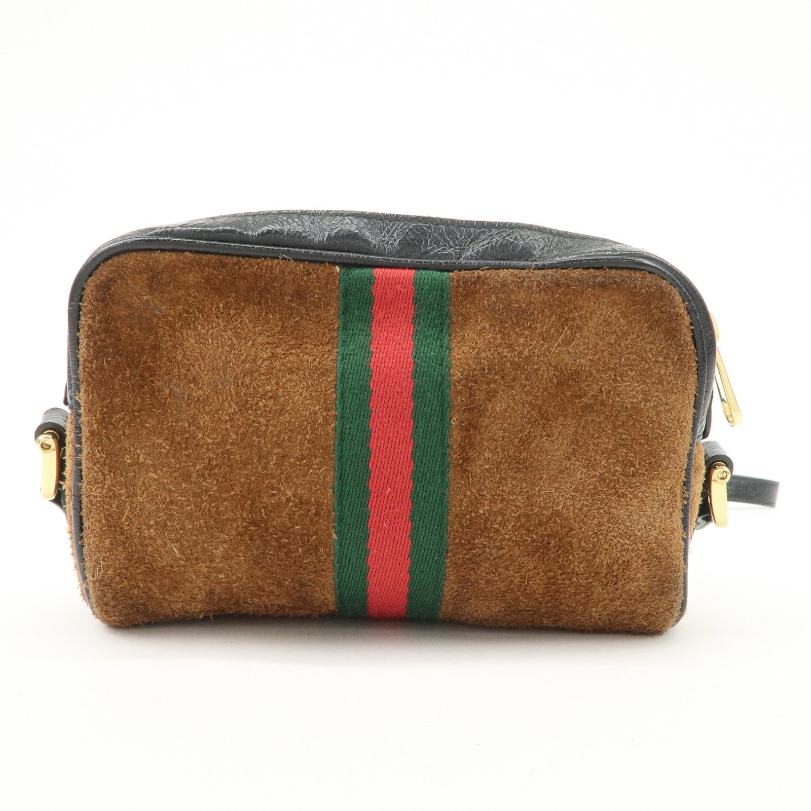GUCCI Ophidia Sherry Suede Patent Leather Shoulder Bag Brown 573321