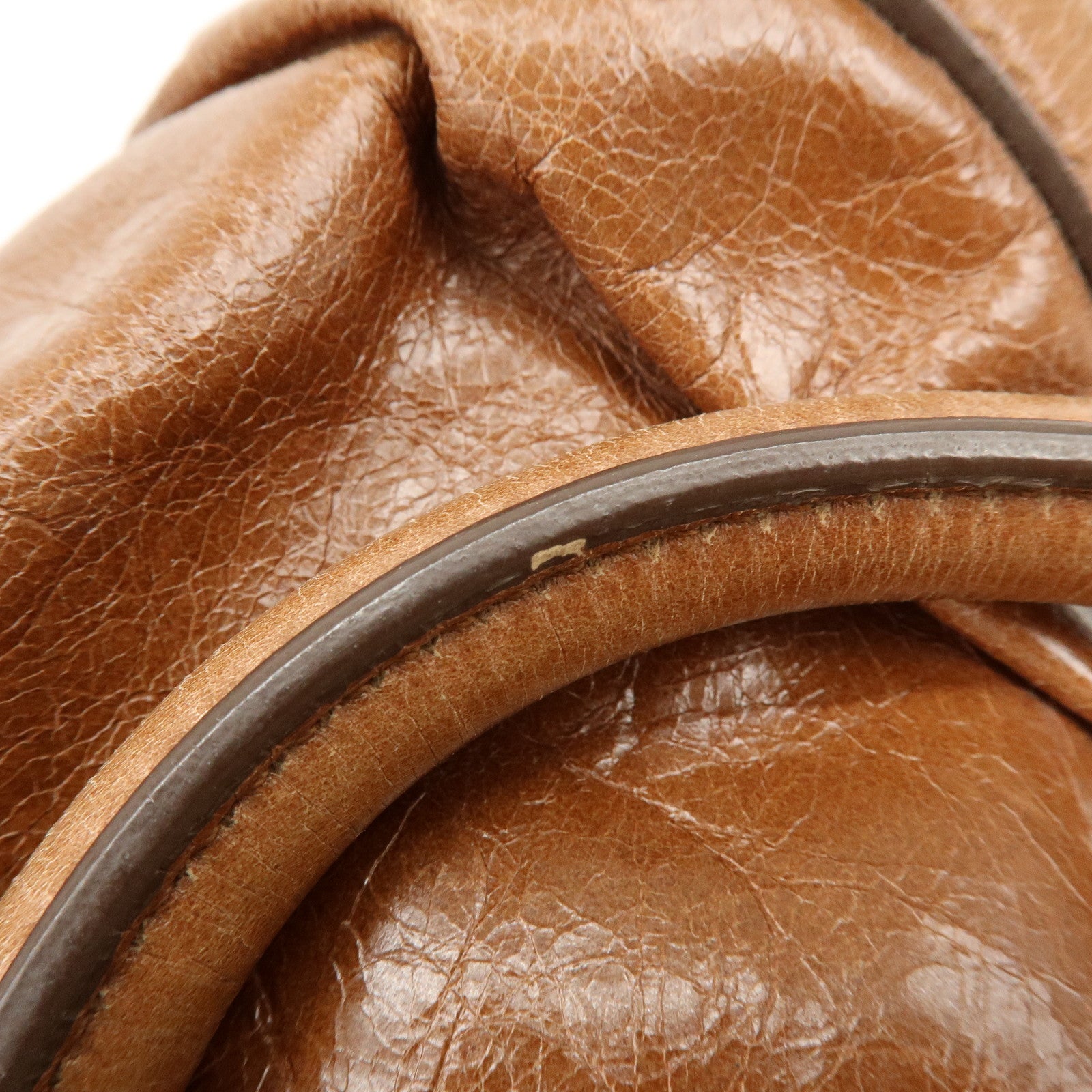 MIU MIU Leather 2Way Bag Hand Bag Shoulder Bag Brown RT0383