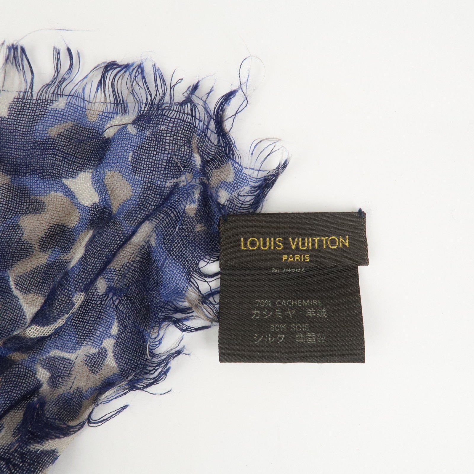 Louis Vuitton Etole Lizard Cashmere Silk Scarf Shawl Blue M74962