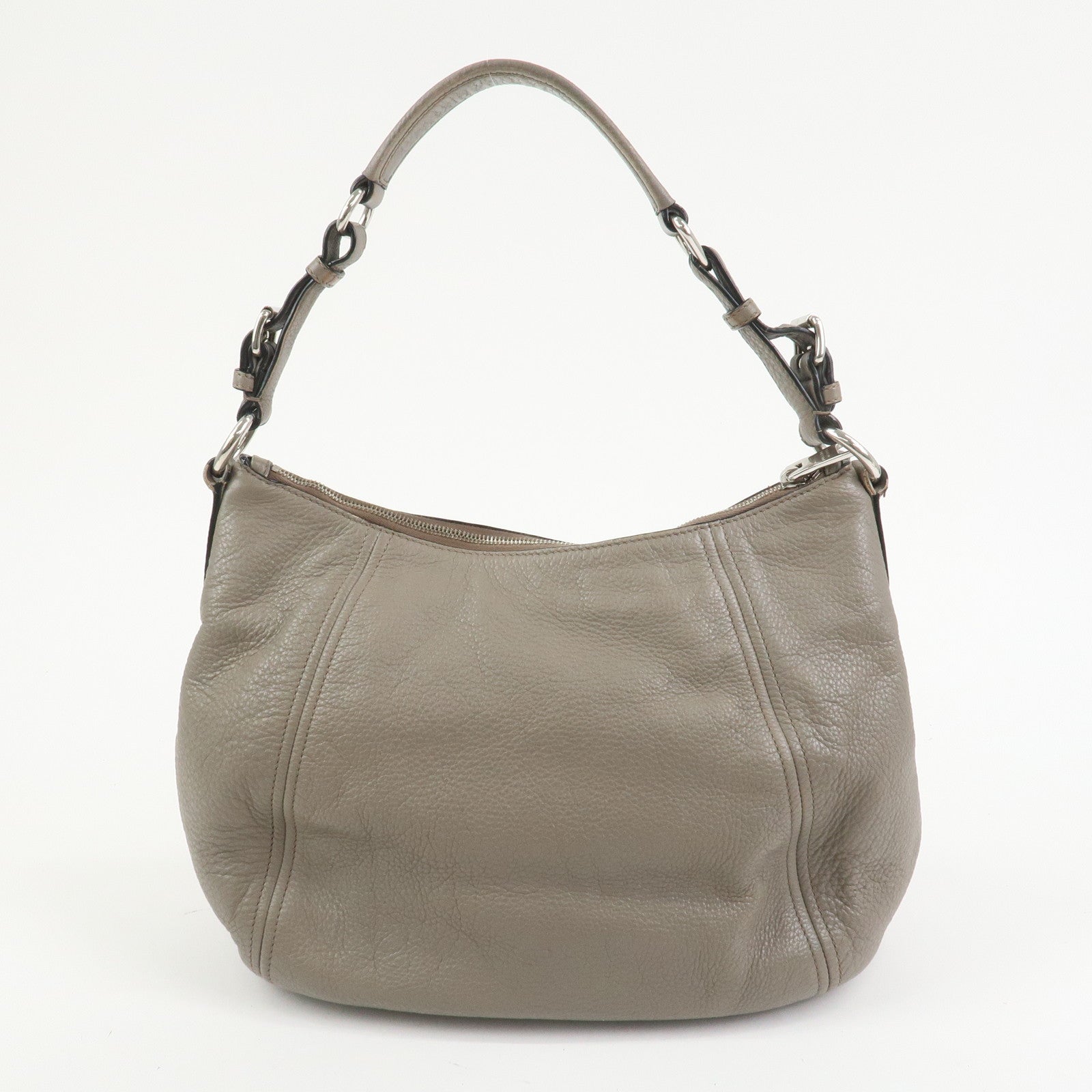 PRADA Leather Shoulder Bag Hand Bag Gray BR5096