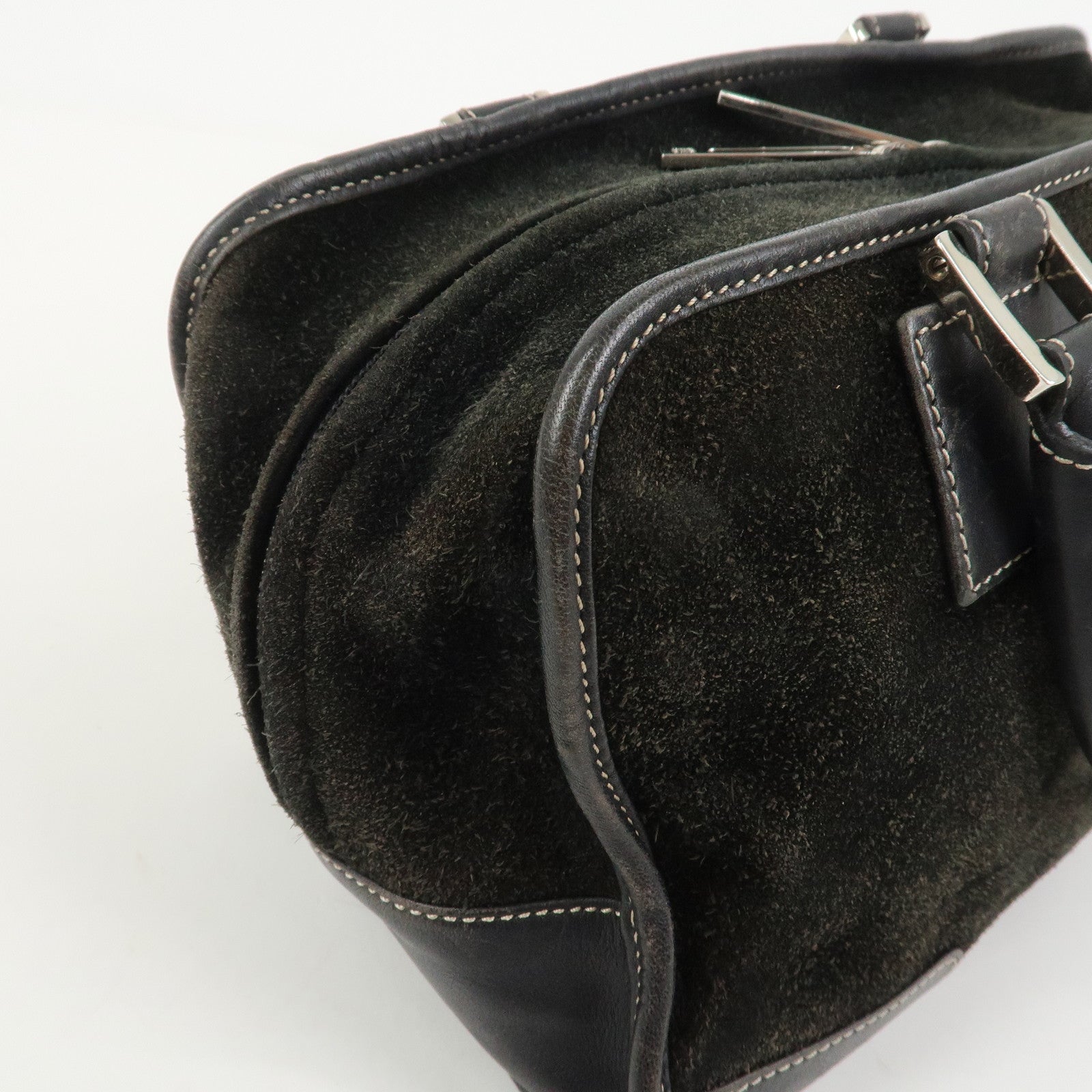 LOEWE Anagram Amazona 28 Suede Leather Hand Bag Bostpn Bag Black