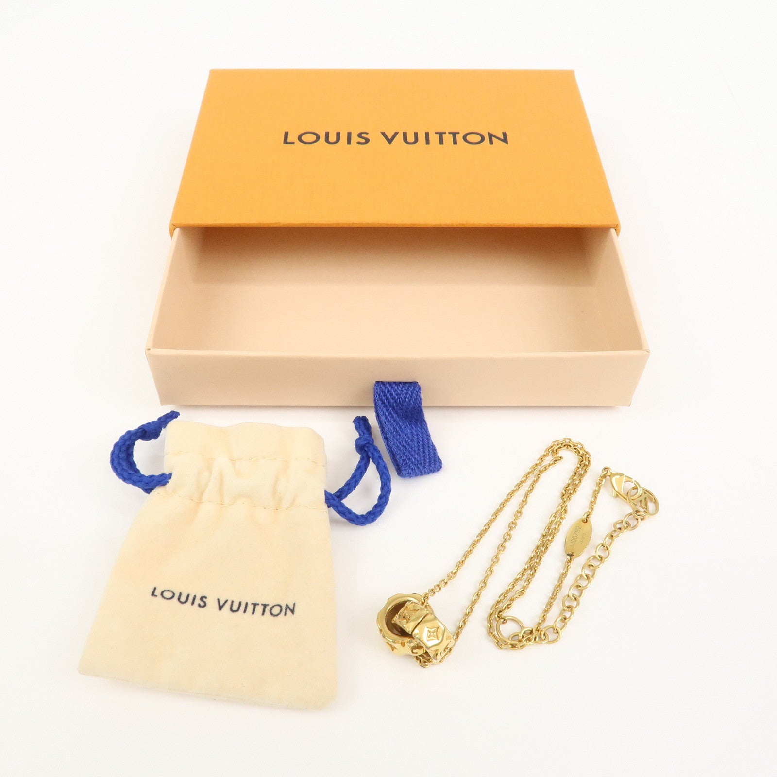 Louis Vuitton Collier Pillow Nanogram Metal Gold Necklace M00782