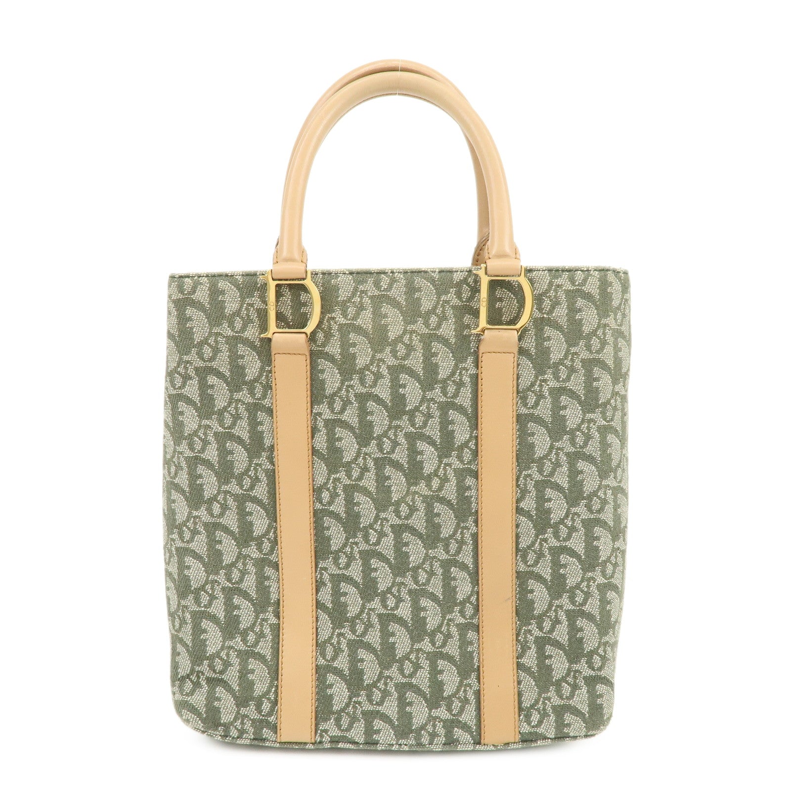 Christian Dior Trotter CH Jacquard Canvas Tote Bag Hand Bag Green
