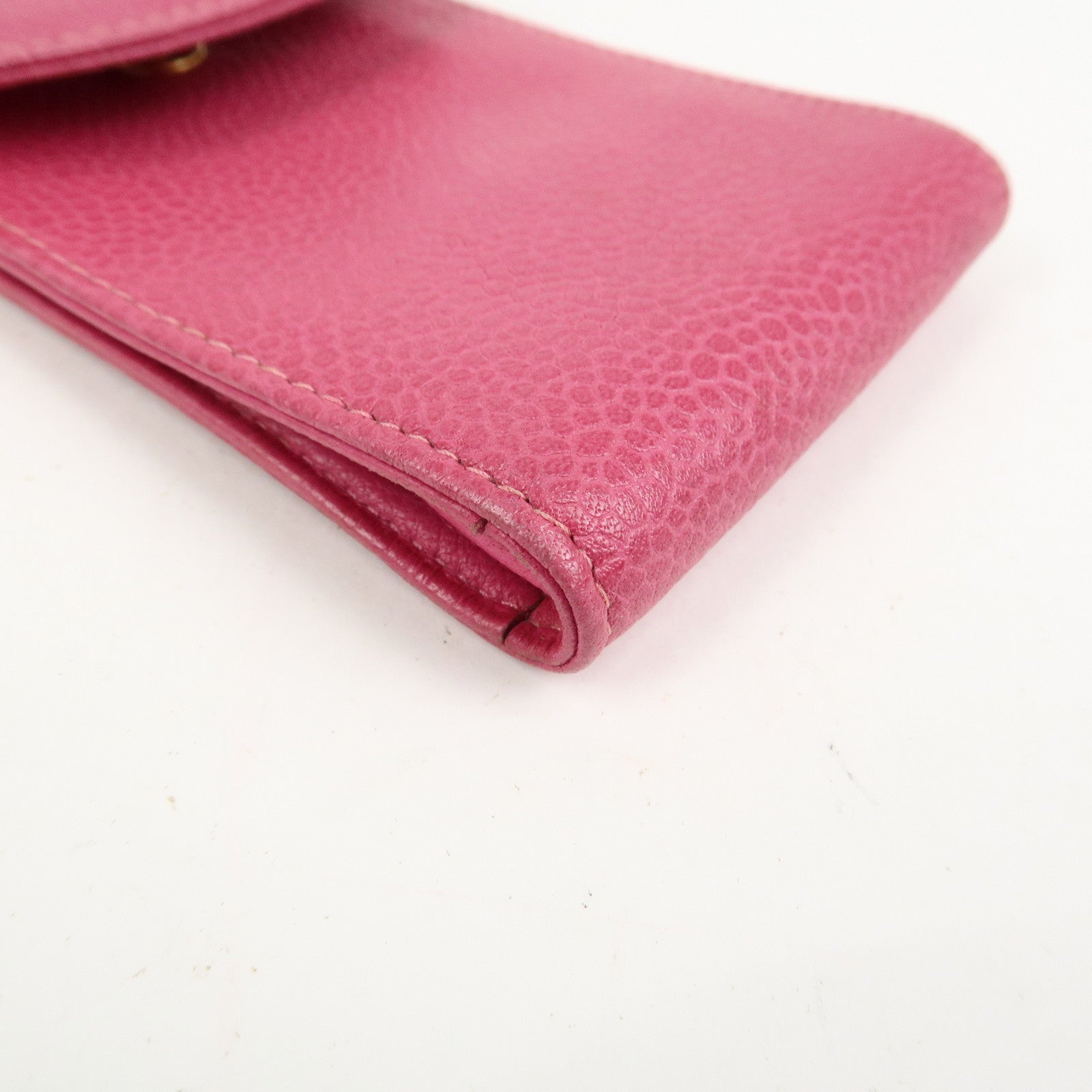 CHANEL COCO Mark Caviarskin Leather Cigarette Case Pink