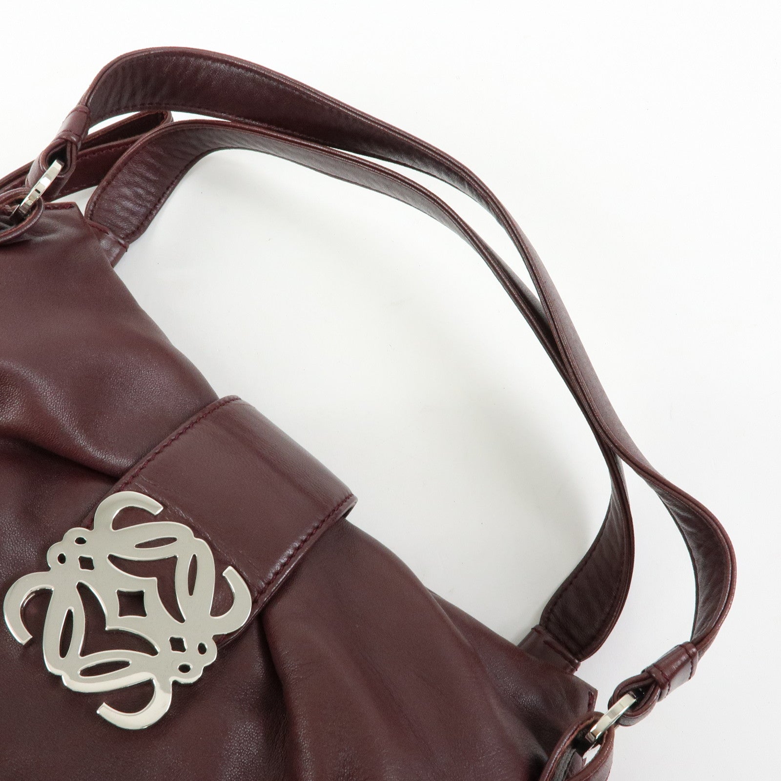 LOEWE Anagram Nappa Leather Hand Bag Shoulder Bag Bordeaux Brown