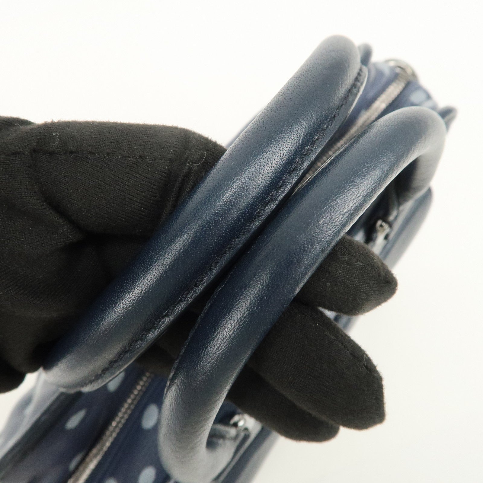 LOEWE Amazona Cruz Leather 2Way Bag Hand Bag Shoulder Bag Navy