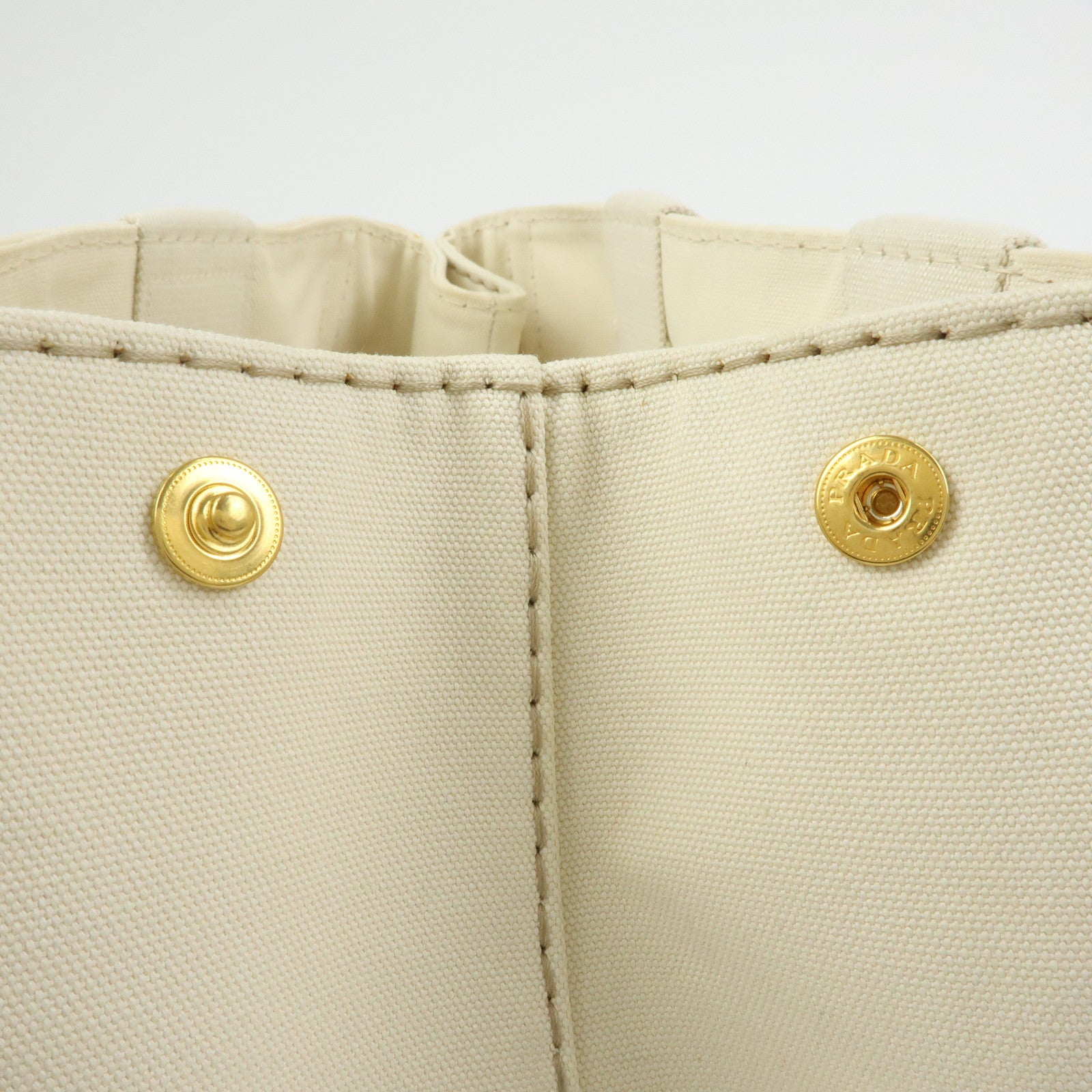PRADA Canapa Canvas 2Way Bag Tote Bag Hand Bag White BN1877