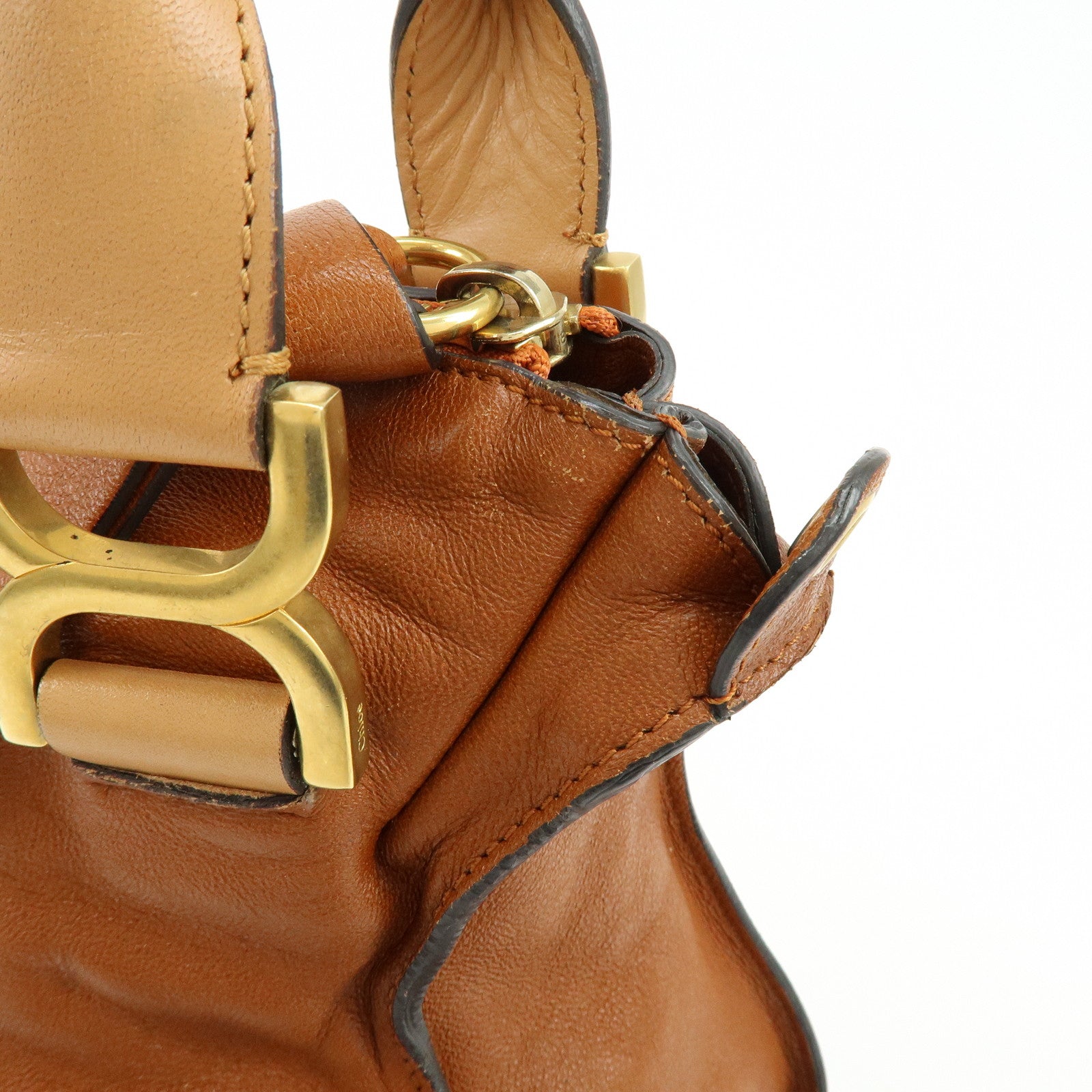 Chloe Marcie Leather 2Way Bag Shoulder Bag Hand Bag Brown