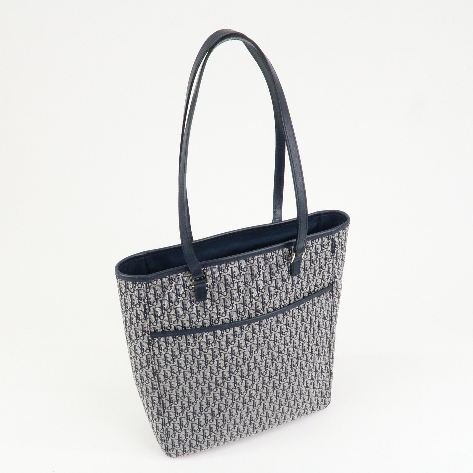 Christian Dior Trotter Canvas Leather Tote Bag Shoulder Bag Navy