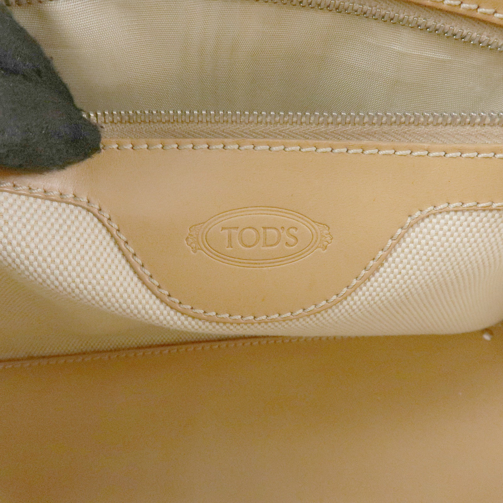 TOD'S Logo Leather 2Way Bag Tote Bag Shoulder Bag Camel