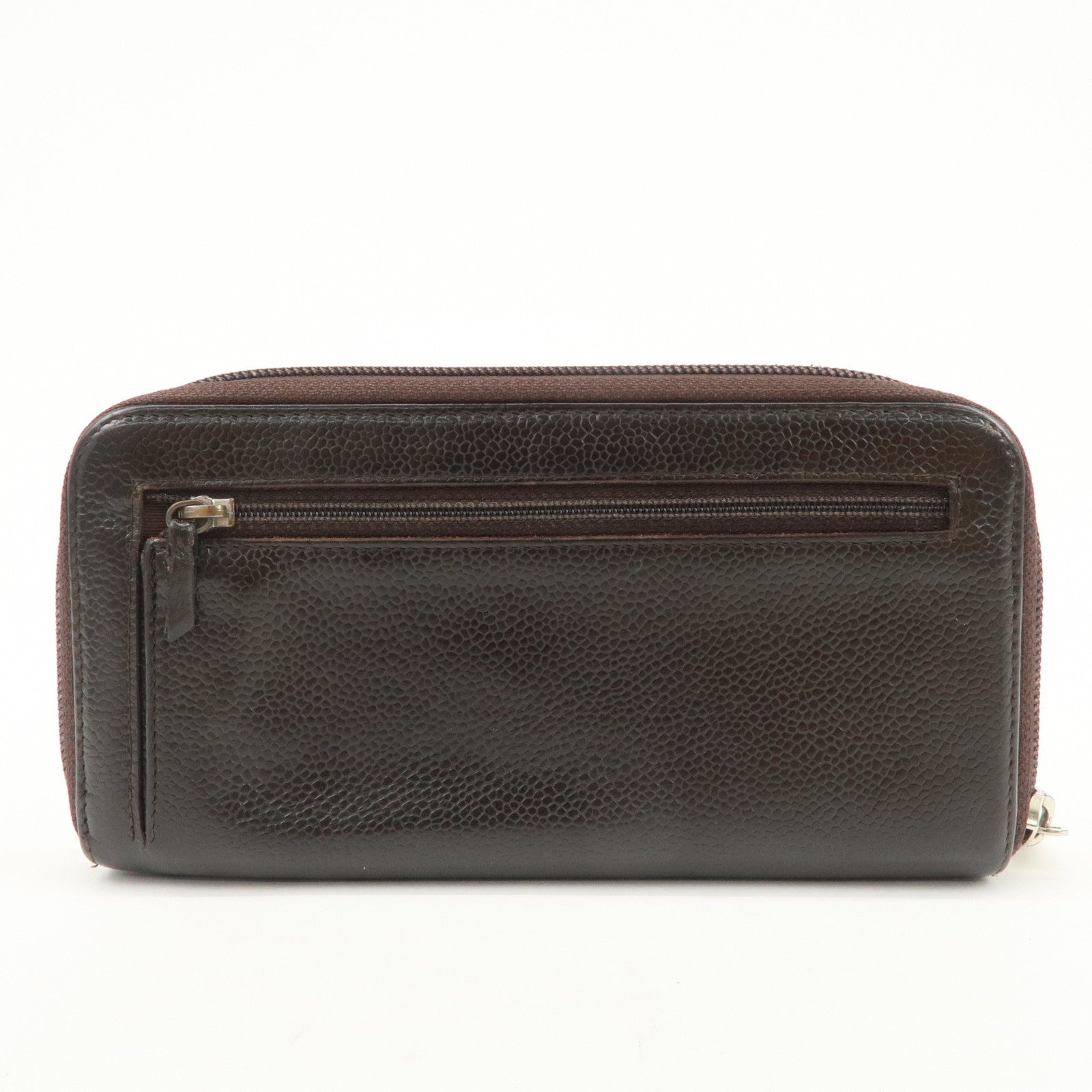CHANEL COCO Mark Caviarskin Round Zippy Long Wallet Brown