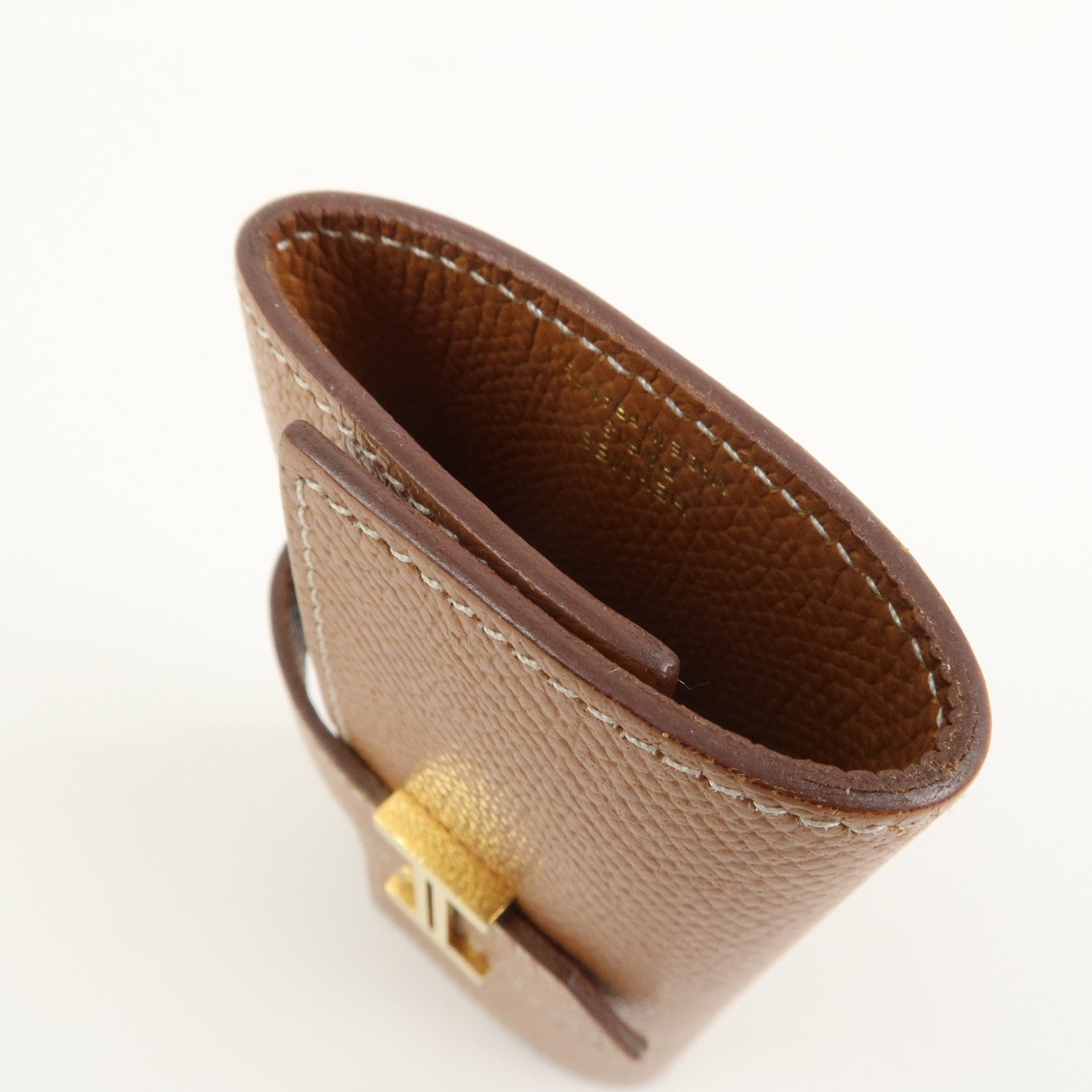 HERMES Logo Veau Epsom Leather Bearn Key Case Key Holder Z Stamped