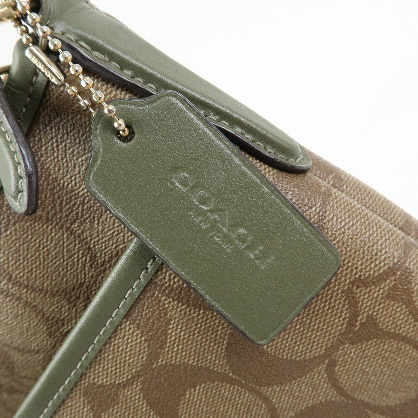 COACH Signature PVC Leather Shoulder Bag Crossbody Bag Beige Khaki