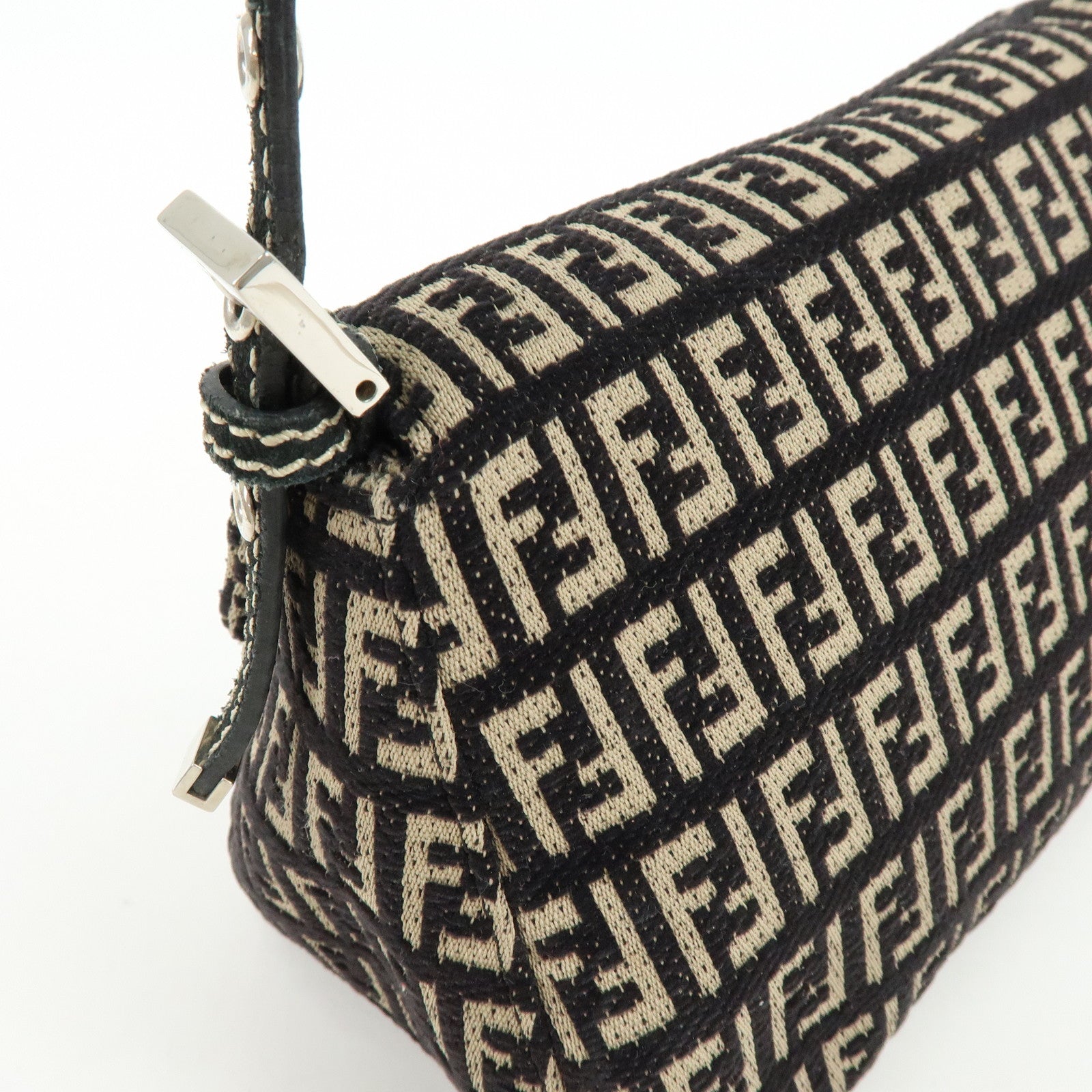 FENDI Mini Mamma Baguette Zucchino Canvas Shoulder Bag 8BR180