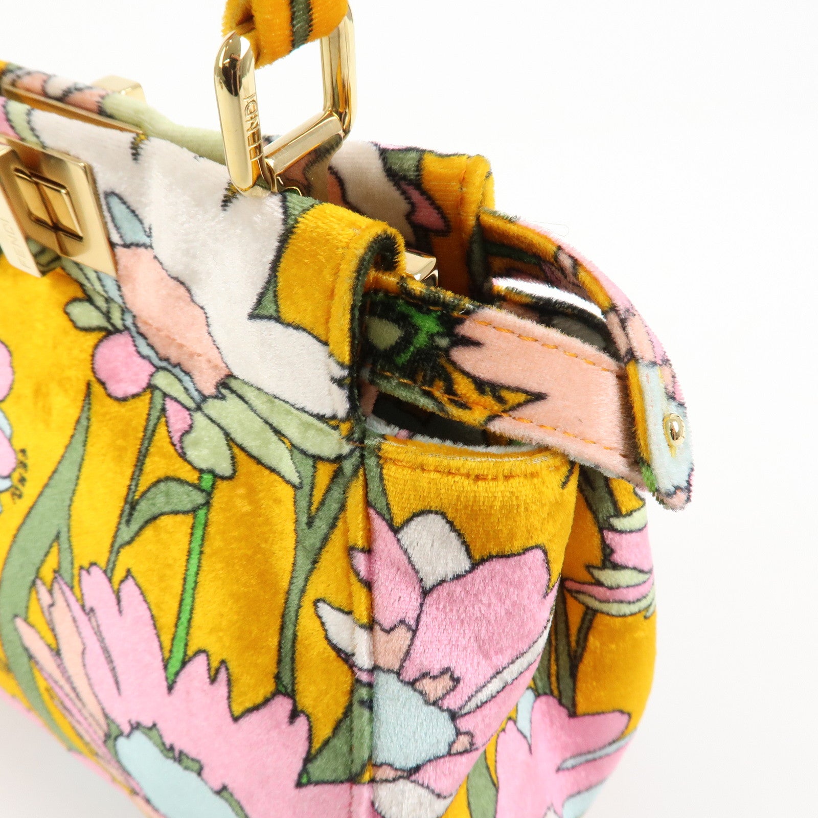 FENDI Peekaboo Small Velour 2Way Shoulder Bag Hand Bag BN244