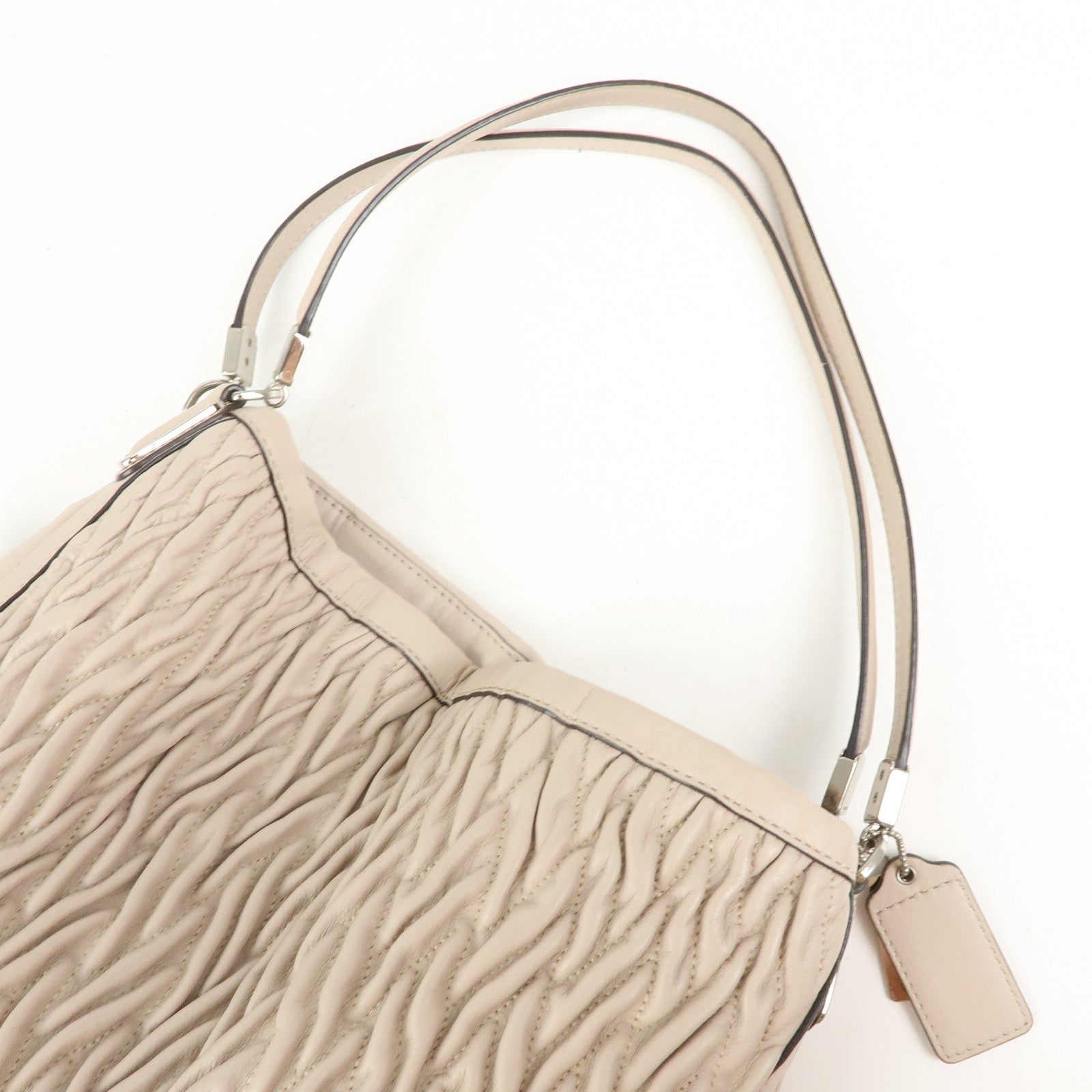 COACH Madison Leather Shoulder Bag Hand Bag Pink Beige