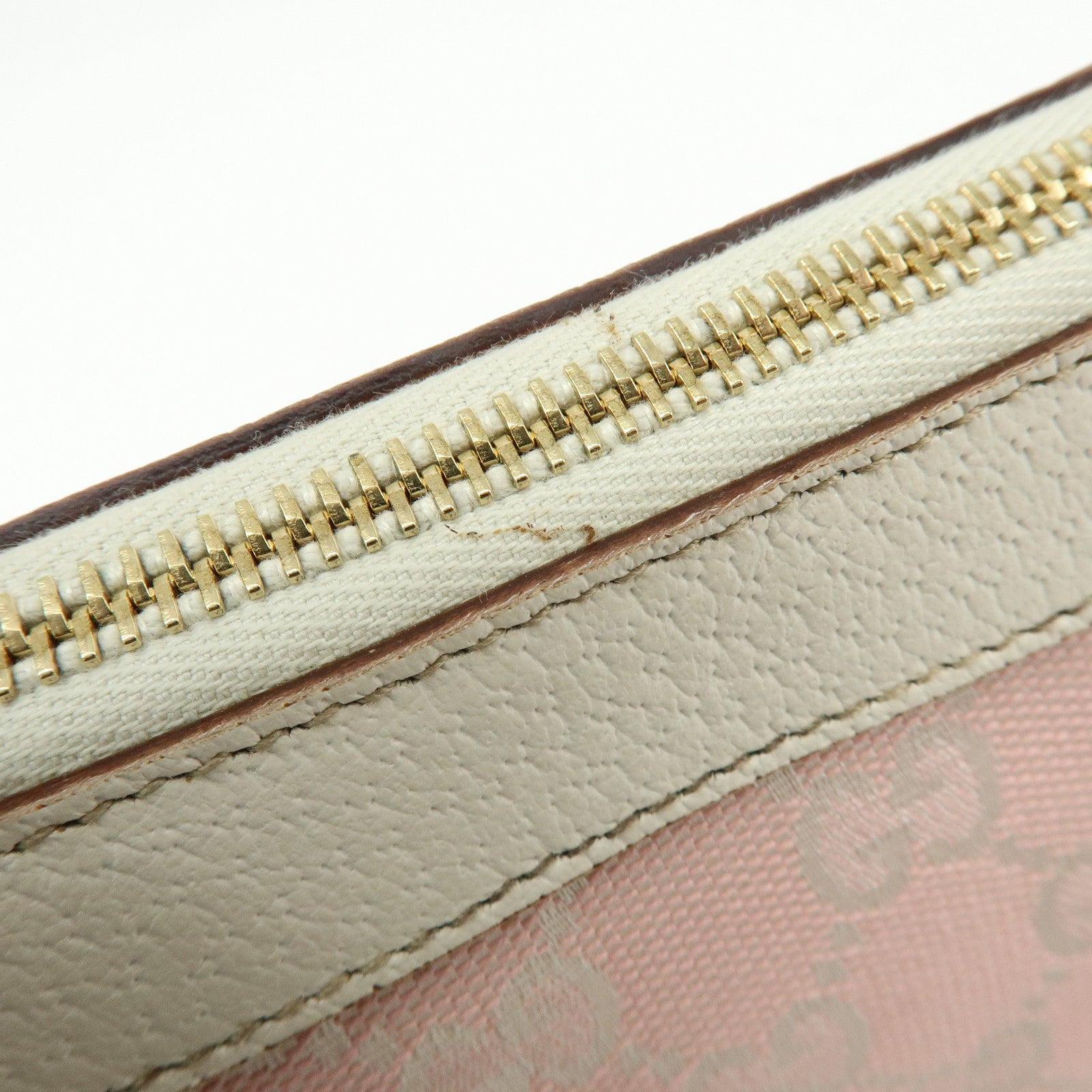 GUCCI GG Canvas Leather Shoulder Bag Hand Bag Pink White 146244